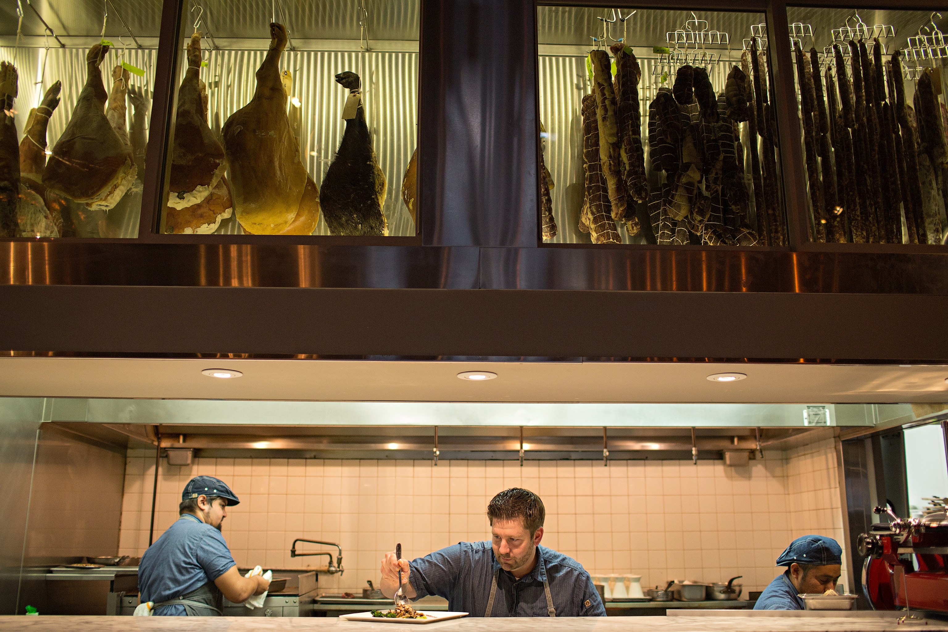 dinner being prepared at Valette restaurant in Healdsburg, California