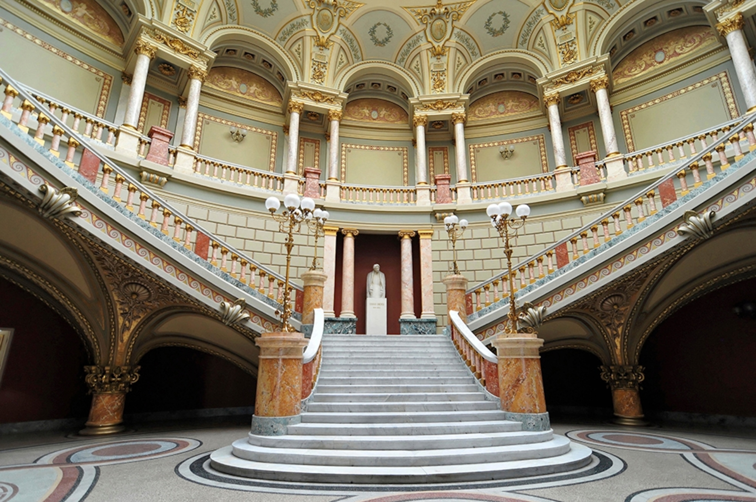 staircase inside the Romanian Athenaeum, Bucharest