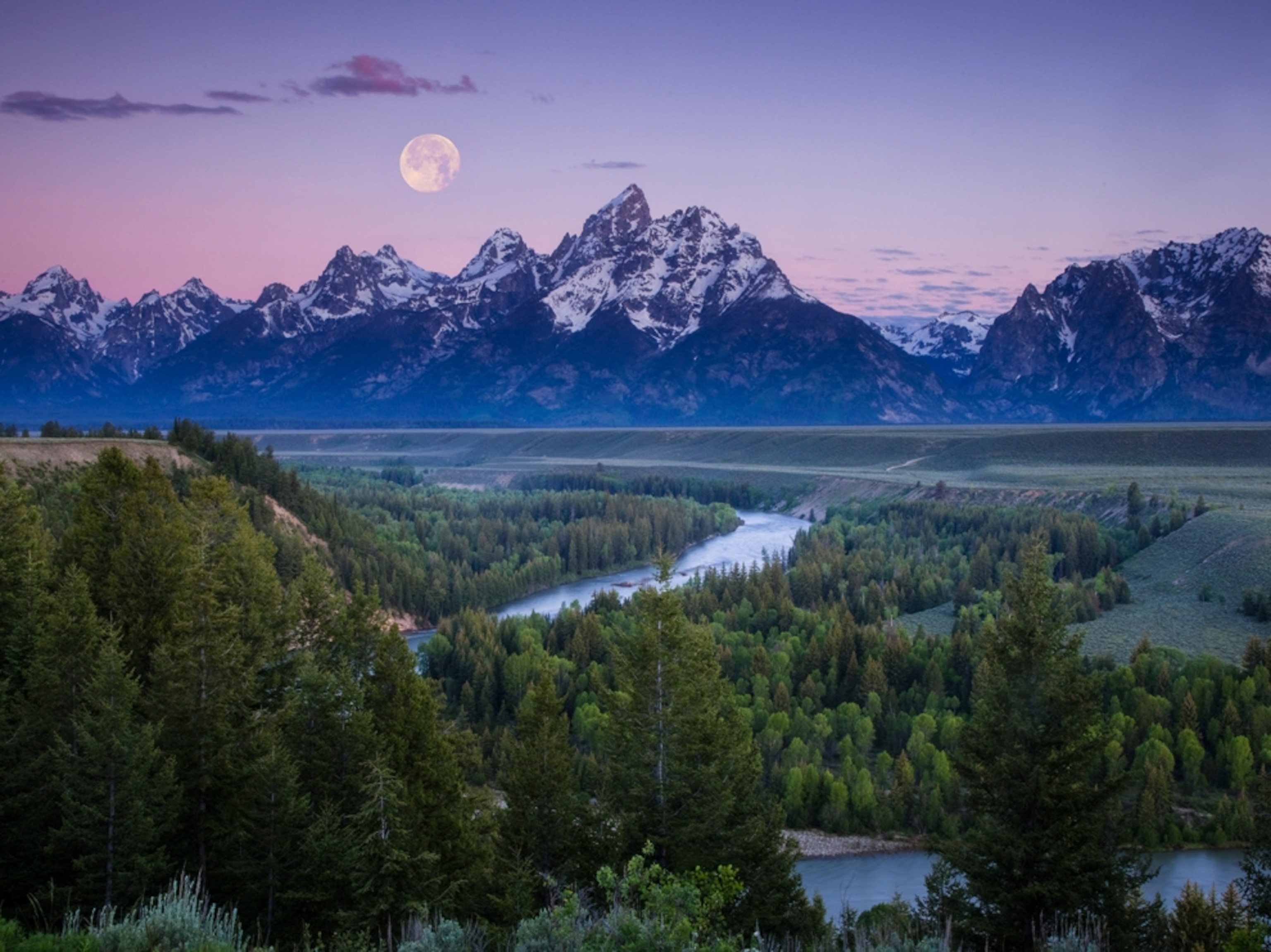 the full moon over the Teton Range, Grand Teton National Park