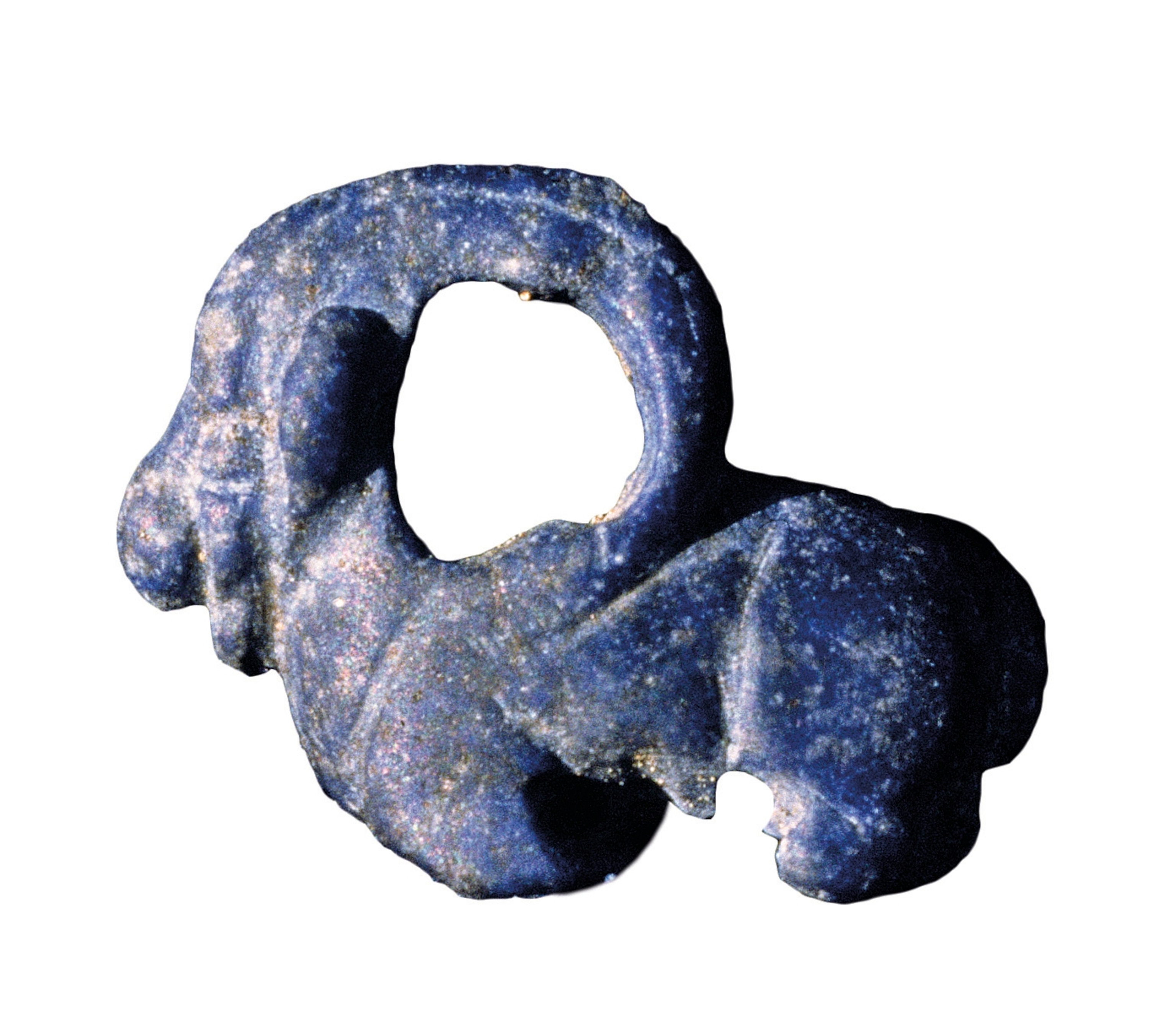 Lapis lazuli wild goat bead is pictured.