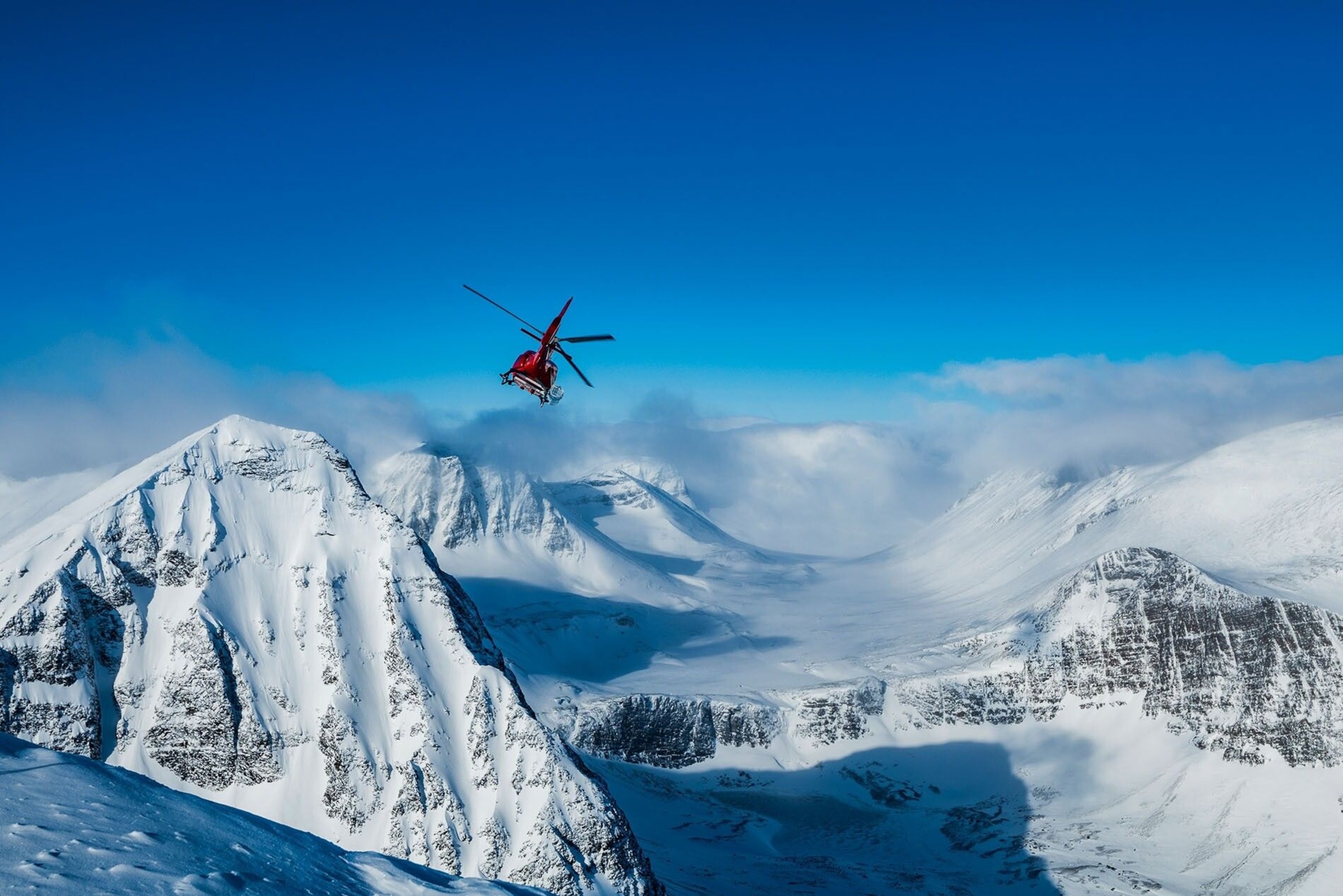 Niehku Mountain Villa on the Sweden/Norway border is the perfect site for heli-skiing.