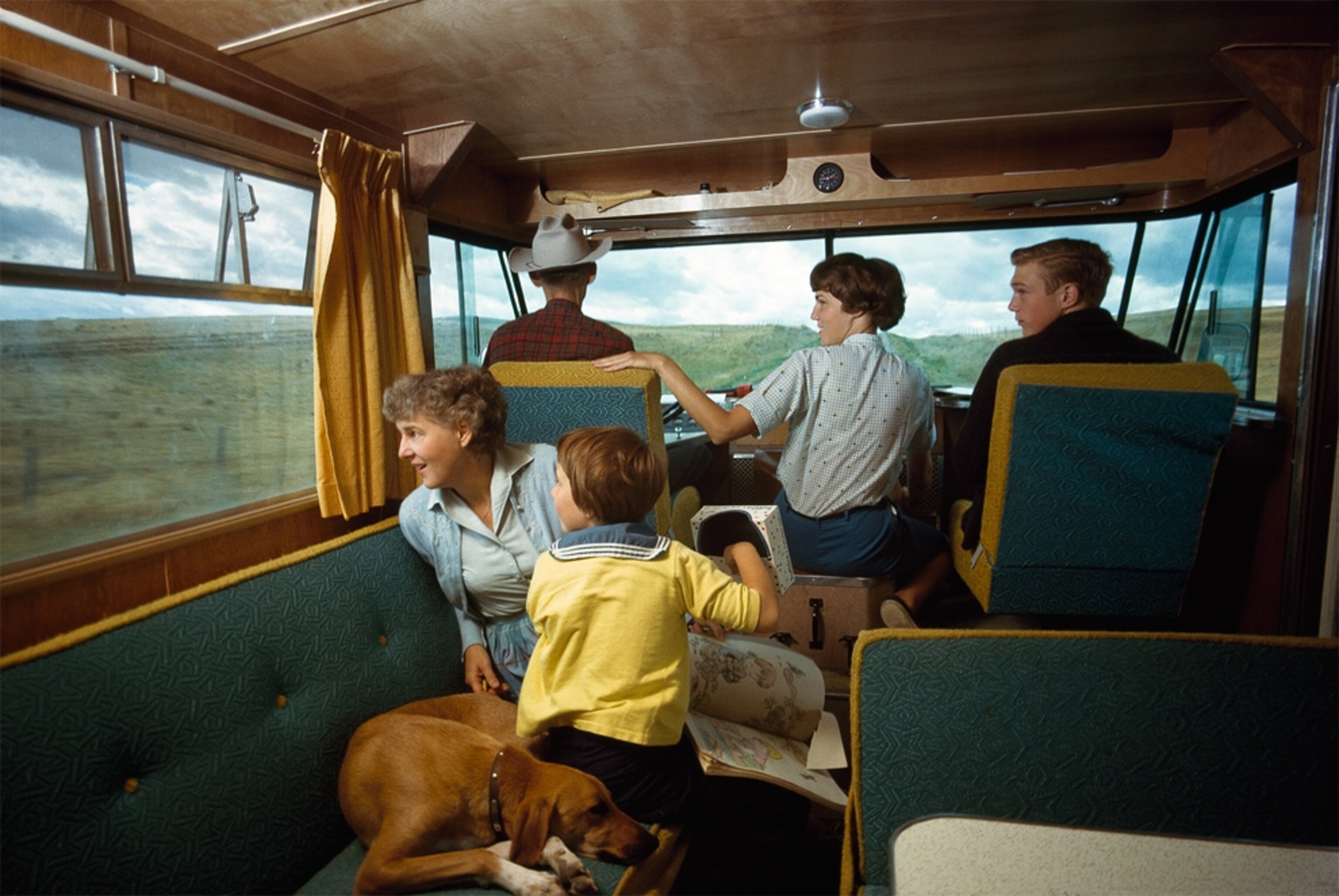 An American family tours the western states in a trailer, 1962.
