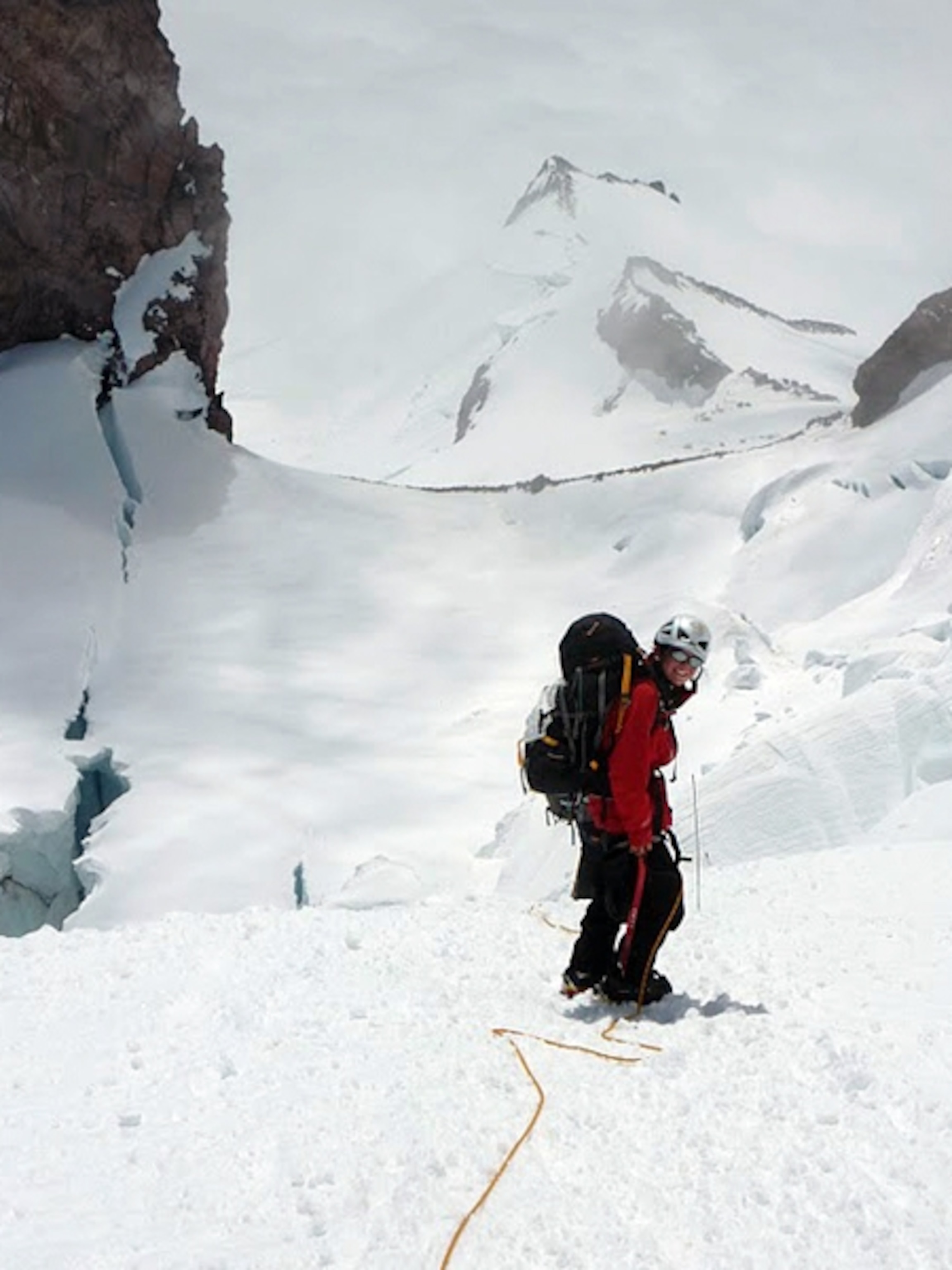 Matt Moniz descending from summit of Mt. Rainier