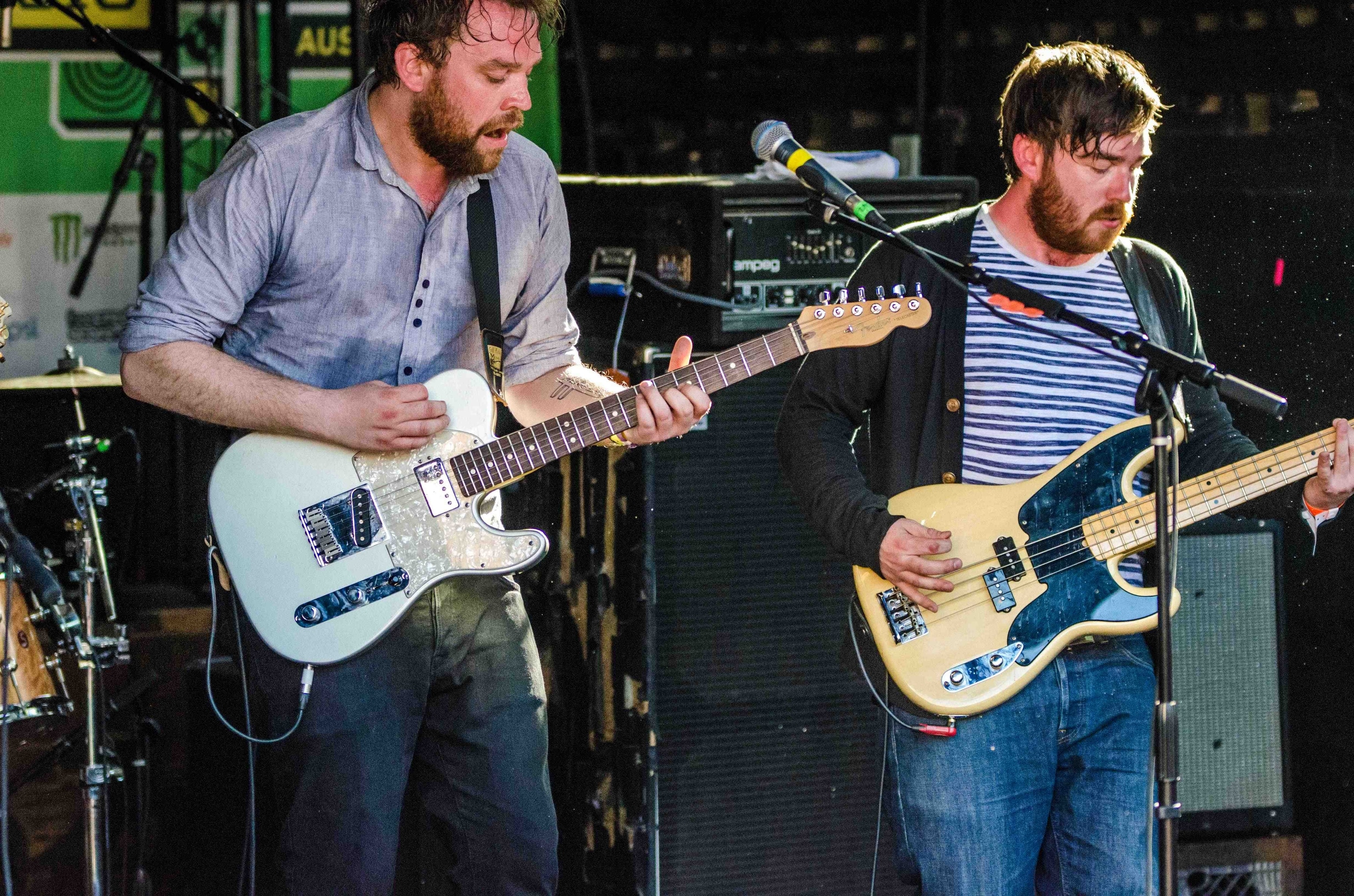 Scott Hutchison (left) and bandmate Billy Kennedy on stage in Austin. (Photograph by Lisa A. Walker)