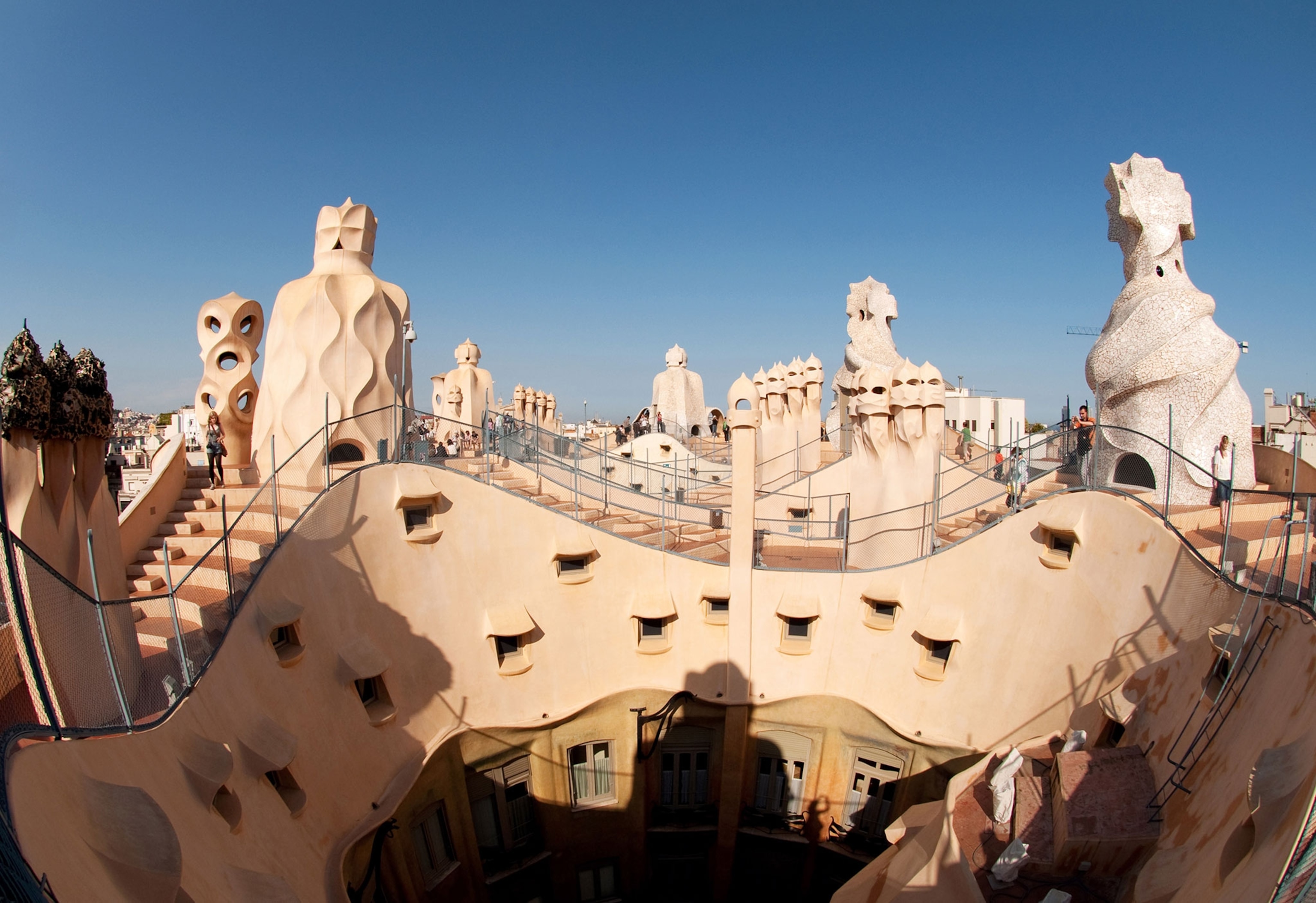 On the roof of Casa Mila by Gaudi (La Pedrera), Barcelona