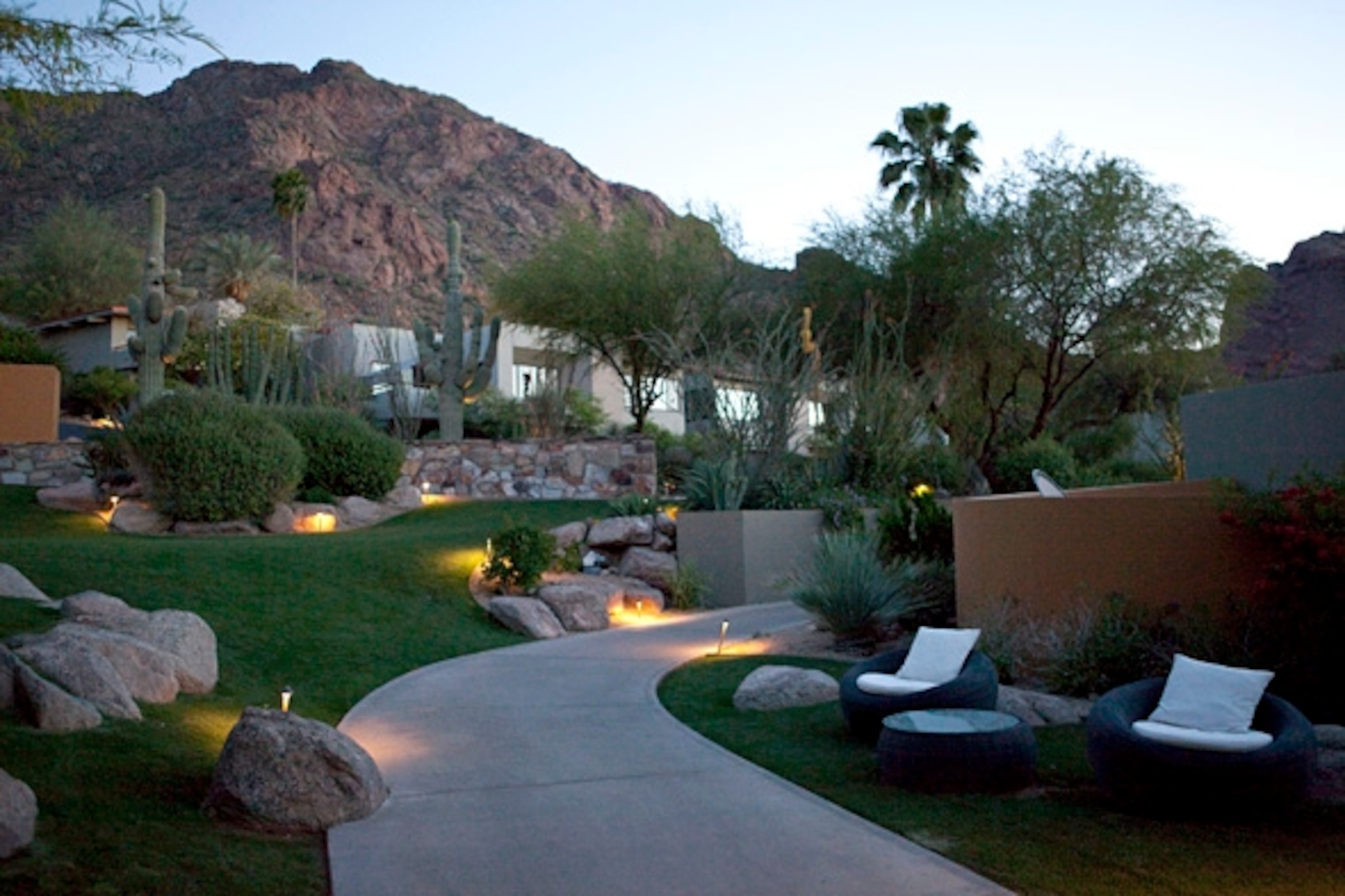 The pool area at the Sanctuary, with Camelback mountain in the background.  (Photograph by Shannon Switzer)