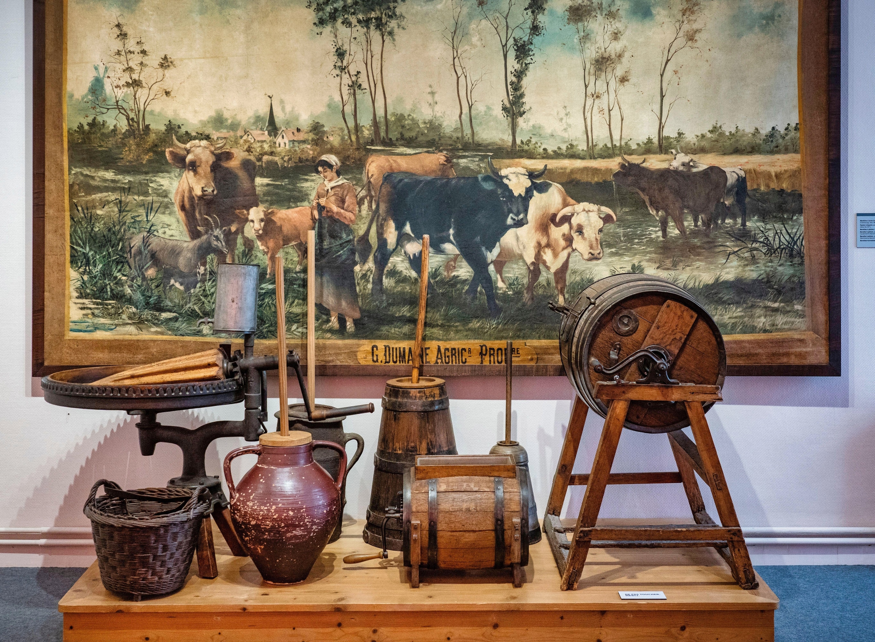 France, Calvados, Caen, Normandy Museum at Caen Castle, butter washing machine, piston churn, barrel churn