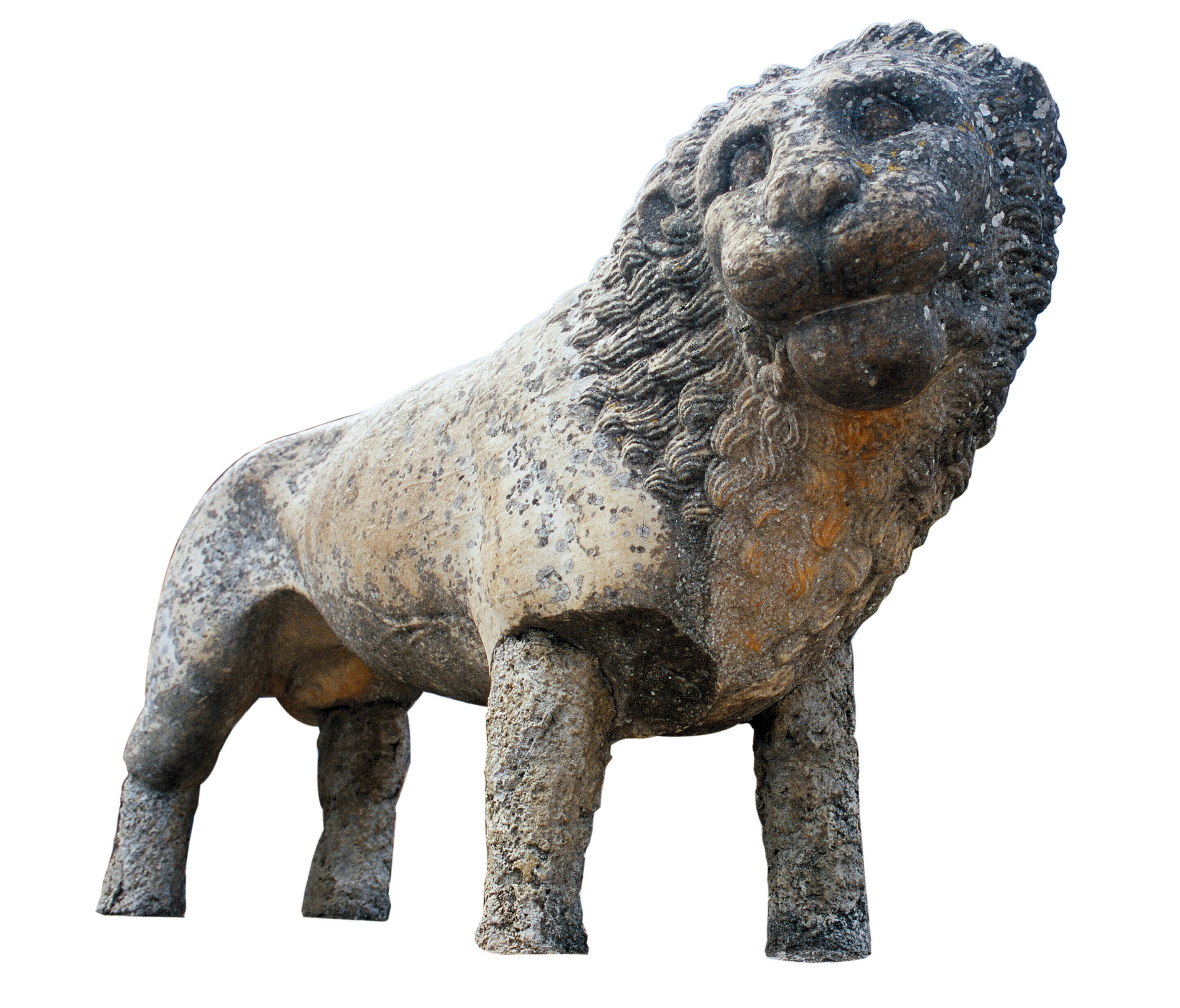 One of the standing lions that adorned the exedra in front of the Sanctuary of Apollo.