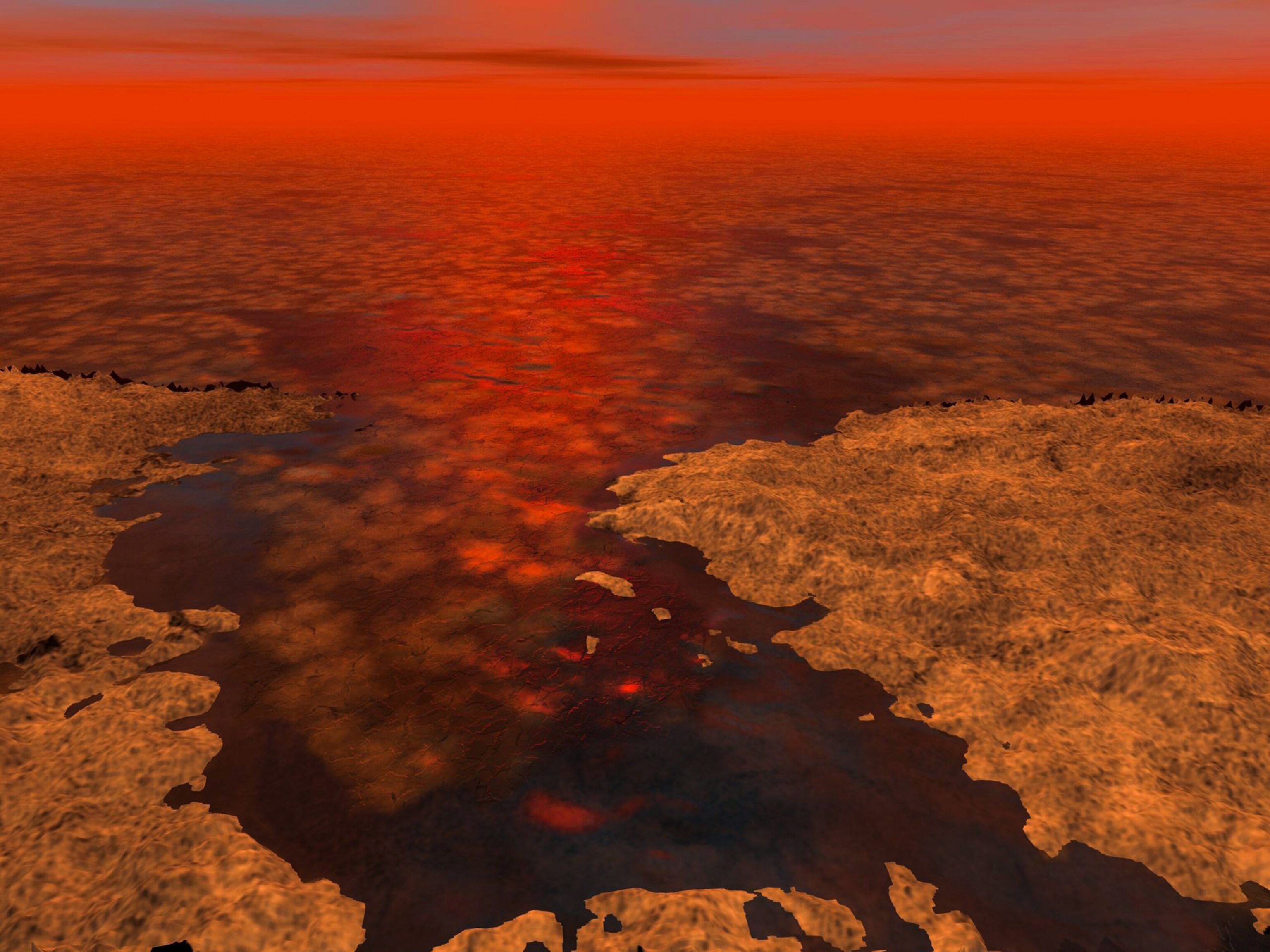 Titan ice picture - an artist's conception of methane- and ethane-rich ice on Saturn's moon Titan