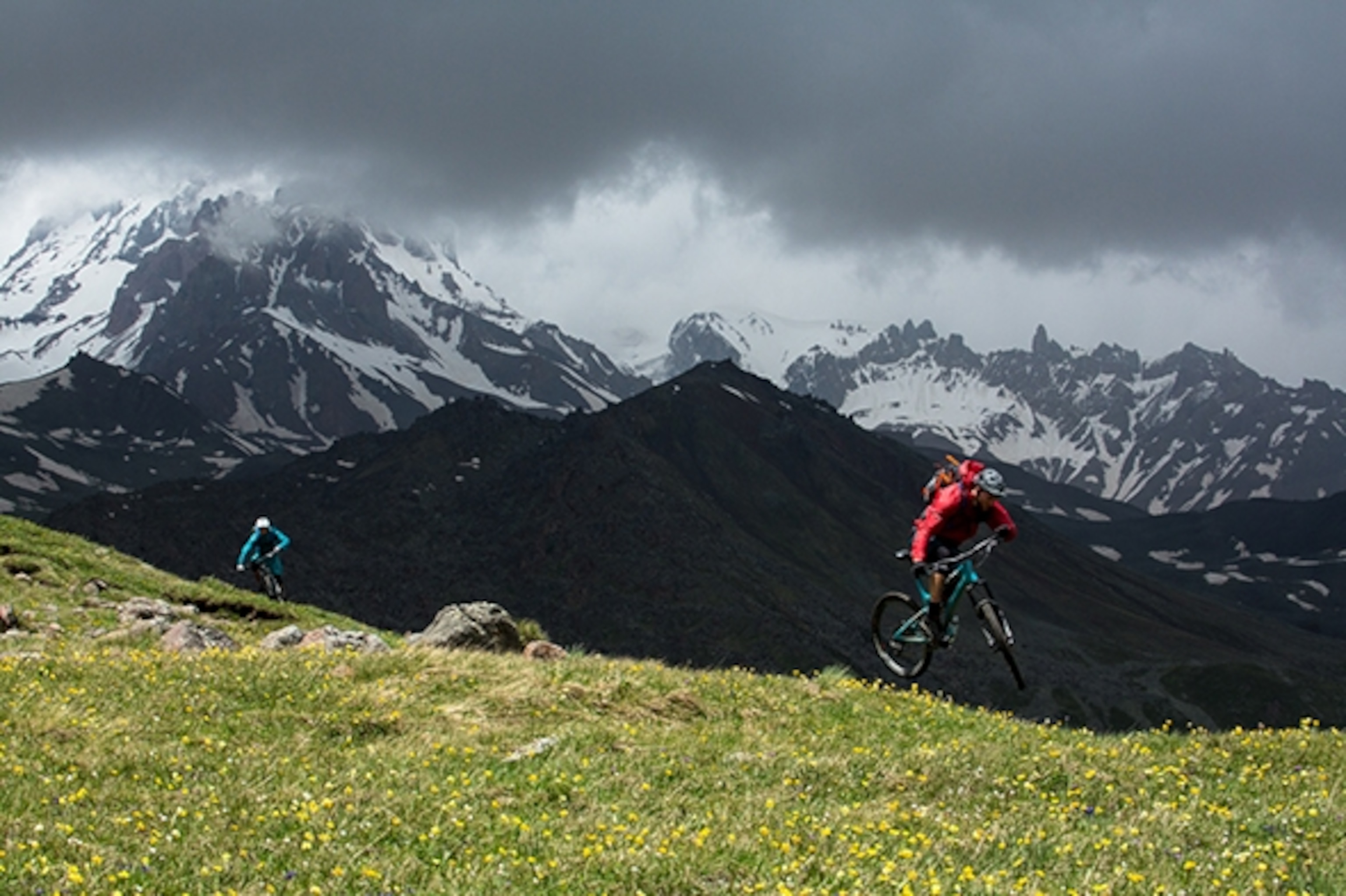 Bikes are a wonderful tool for adventures big and small. There’s something undeniably rewarding about traveling completely under your own power for days on end, with all the necessary gear to withstand the elements. Here Brice Minnigh and Sam Seward one of the many rickety bridges along the way from Omalo to Kazbegi; Photograph by Joey Schusler