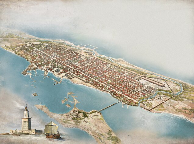 This recreation shows what the city probably looked like during the reign of Cleopatra VII (r. 51-30 b.c.), the last of the Ptolemies.