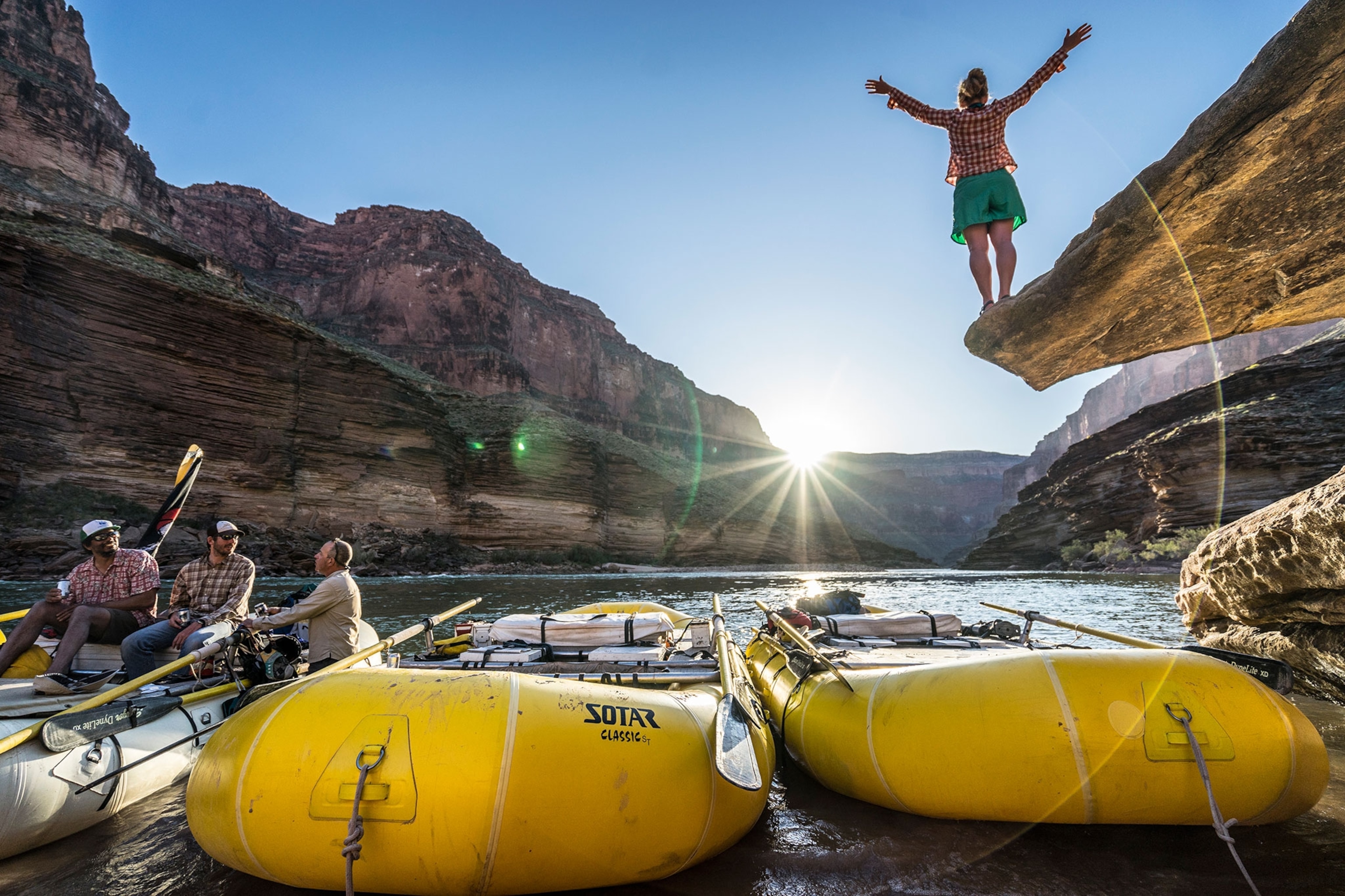 a group of whitewater rafters in the Grand Canyon