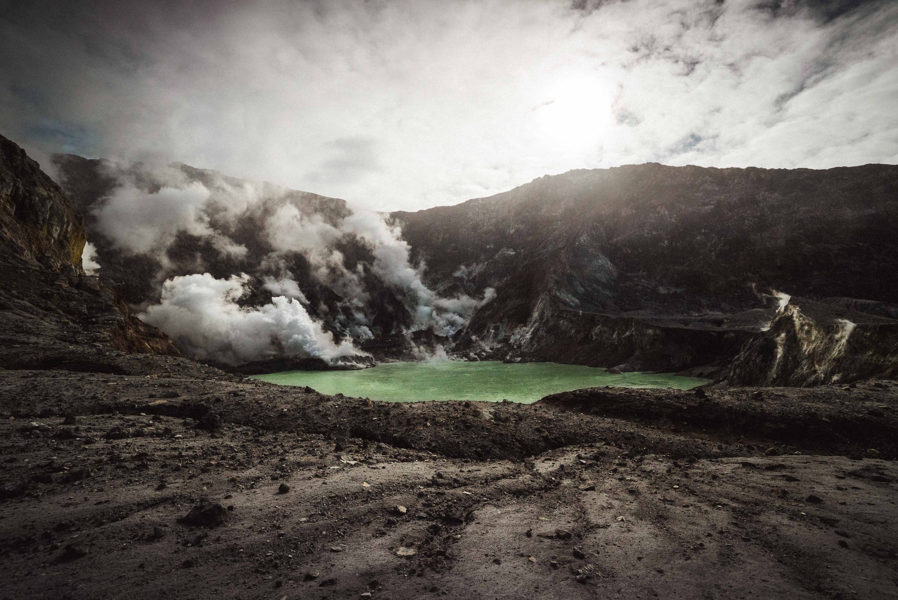 a volcano’s crater.