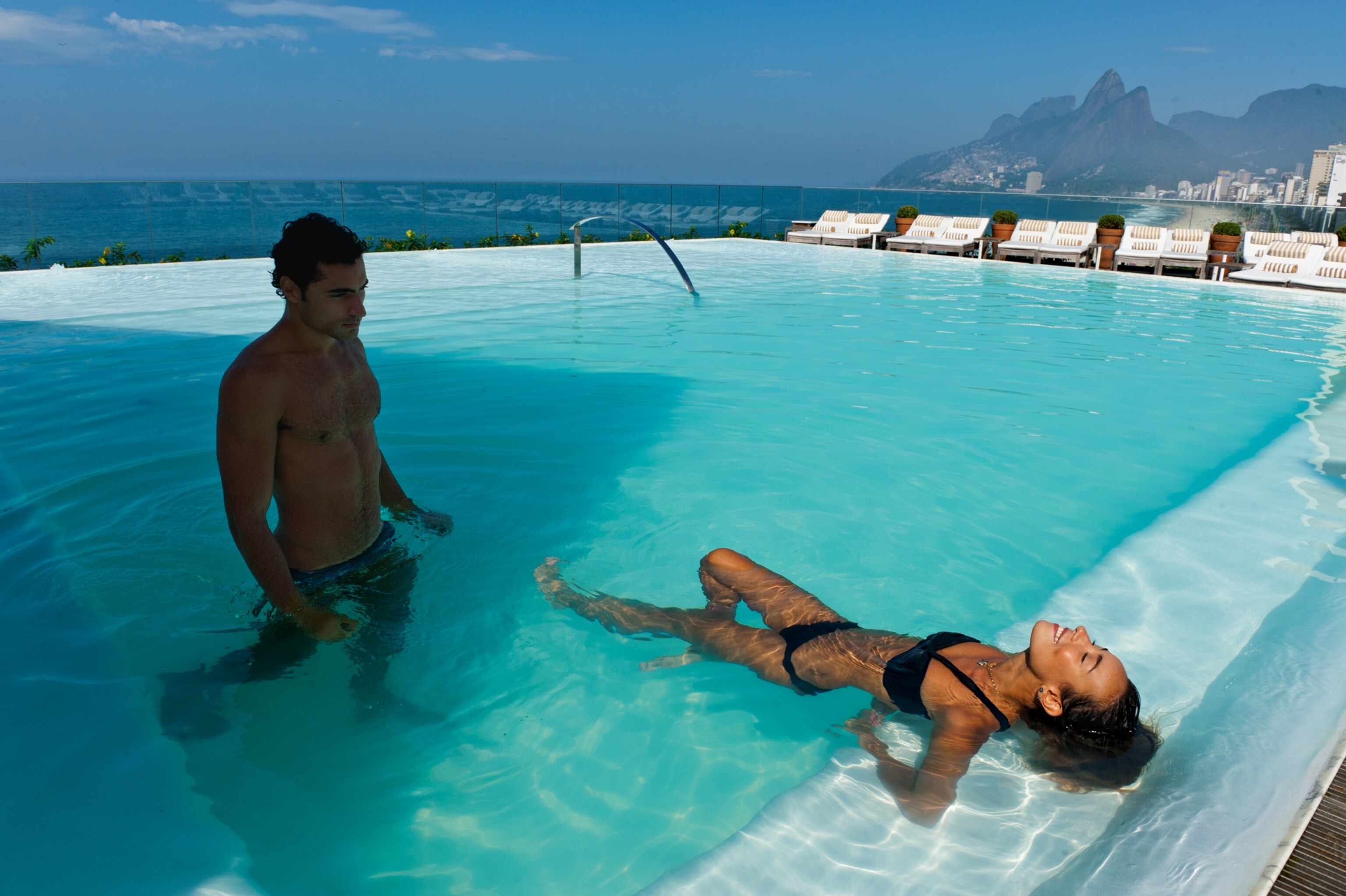 local Rio actors enjoying the pool at an Ipanema hotel