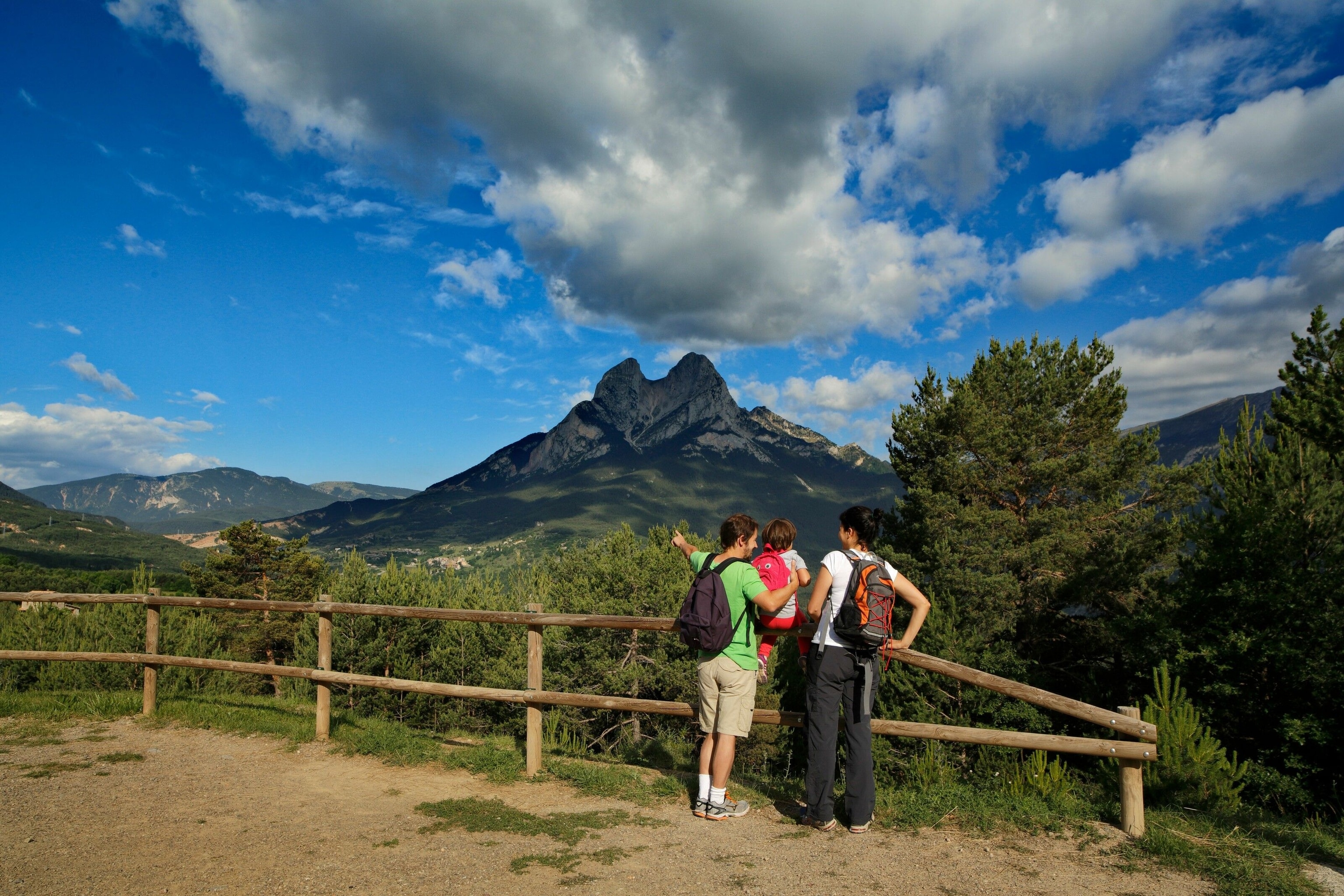 People looking out at the view of the Pre-Pyrenees