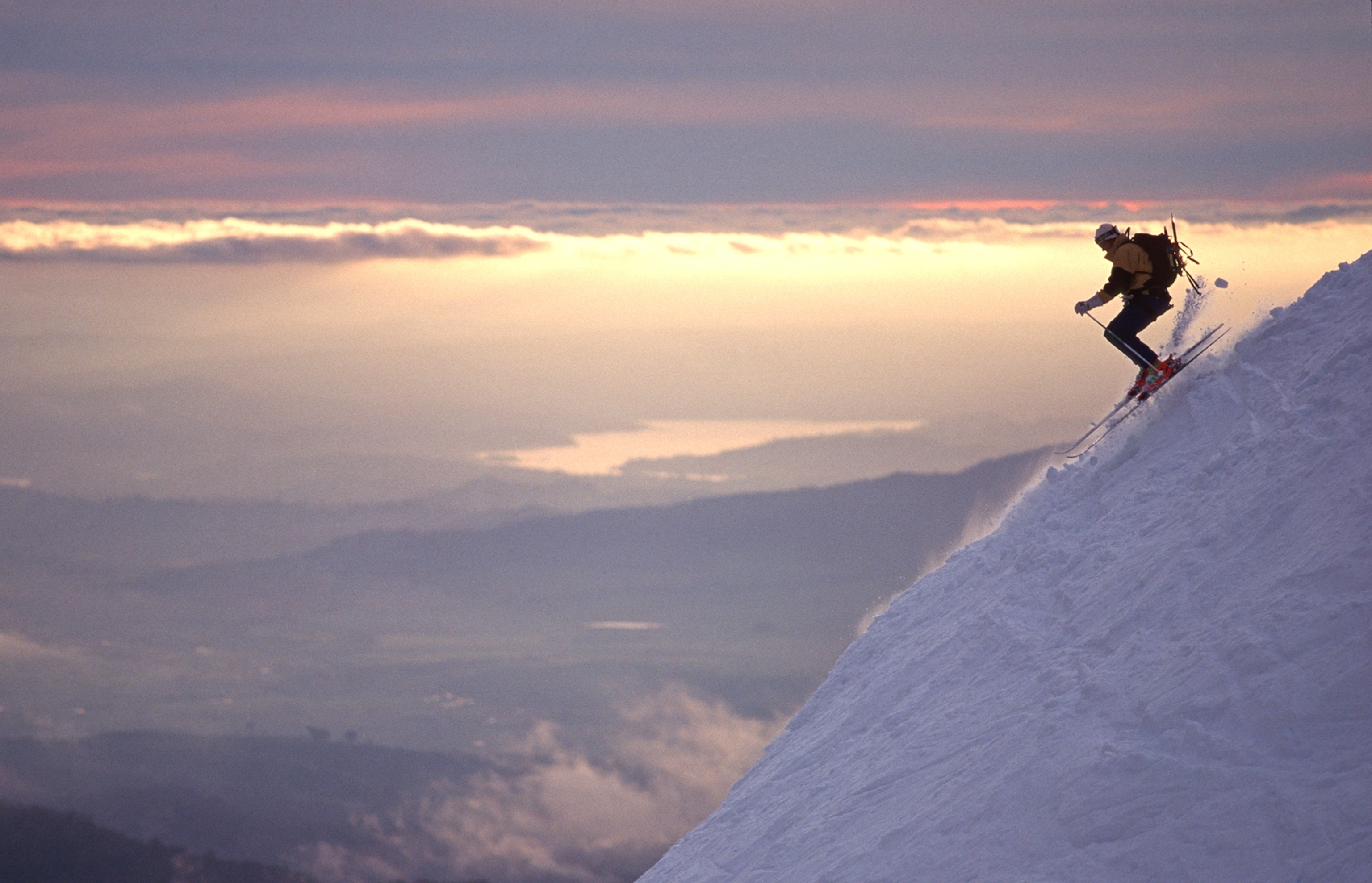 a skier on Summit Ridge, Mount Buller, Victoria, Australia
