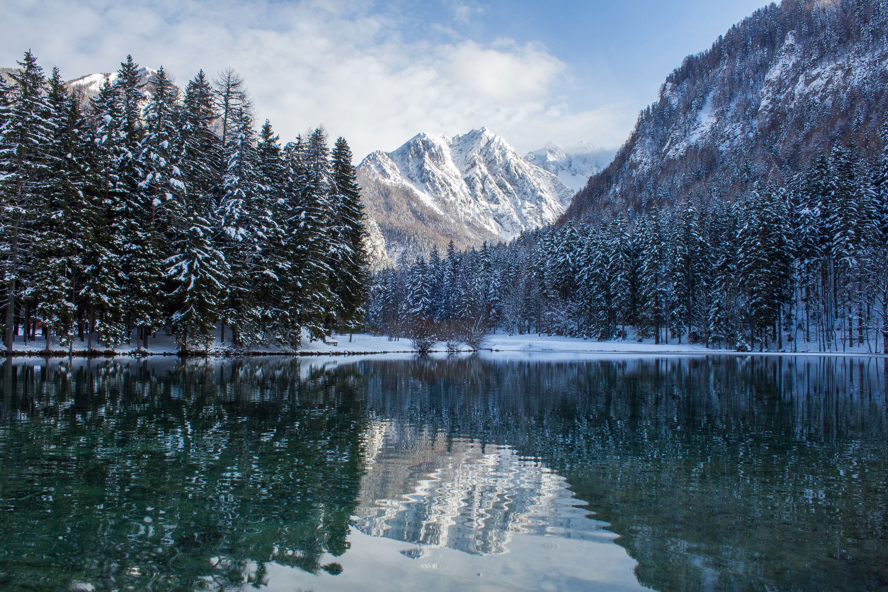 a winter landscape in Zgornje Jezersko, Slovenia