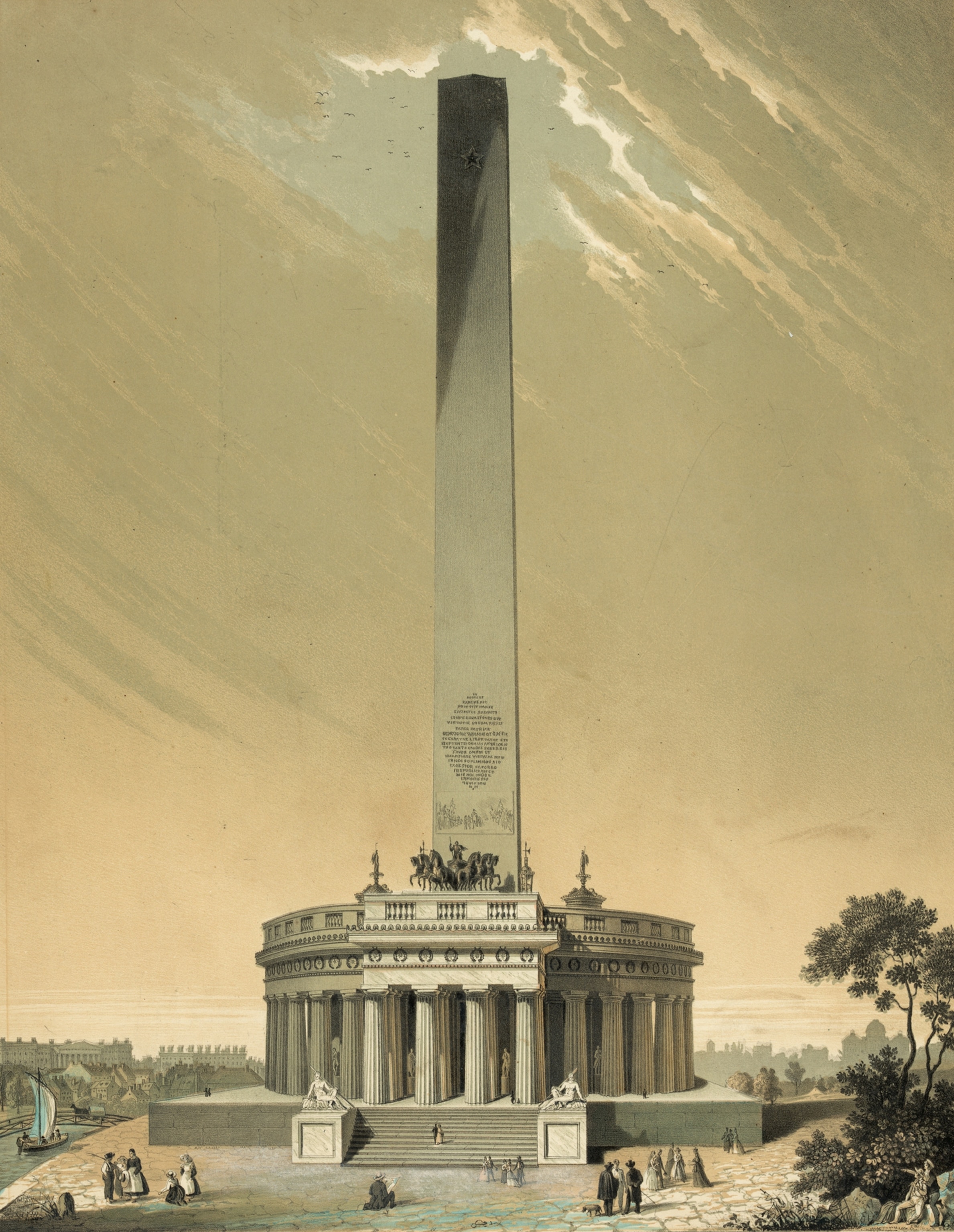 Washington's Other Monuments - An approved proposal drawing of the Washington Monument.