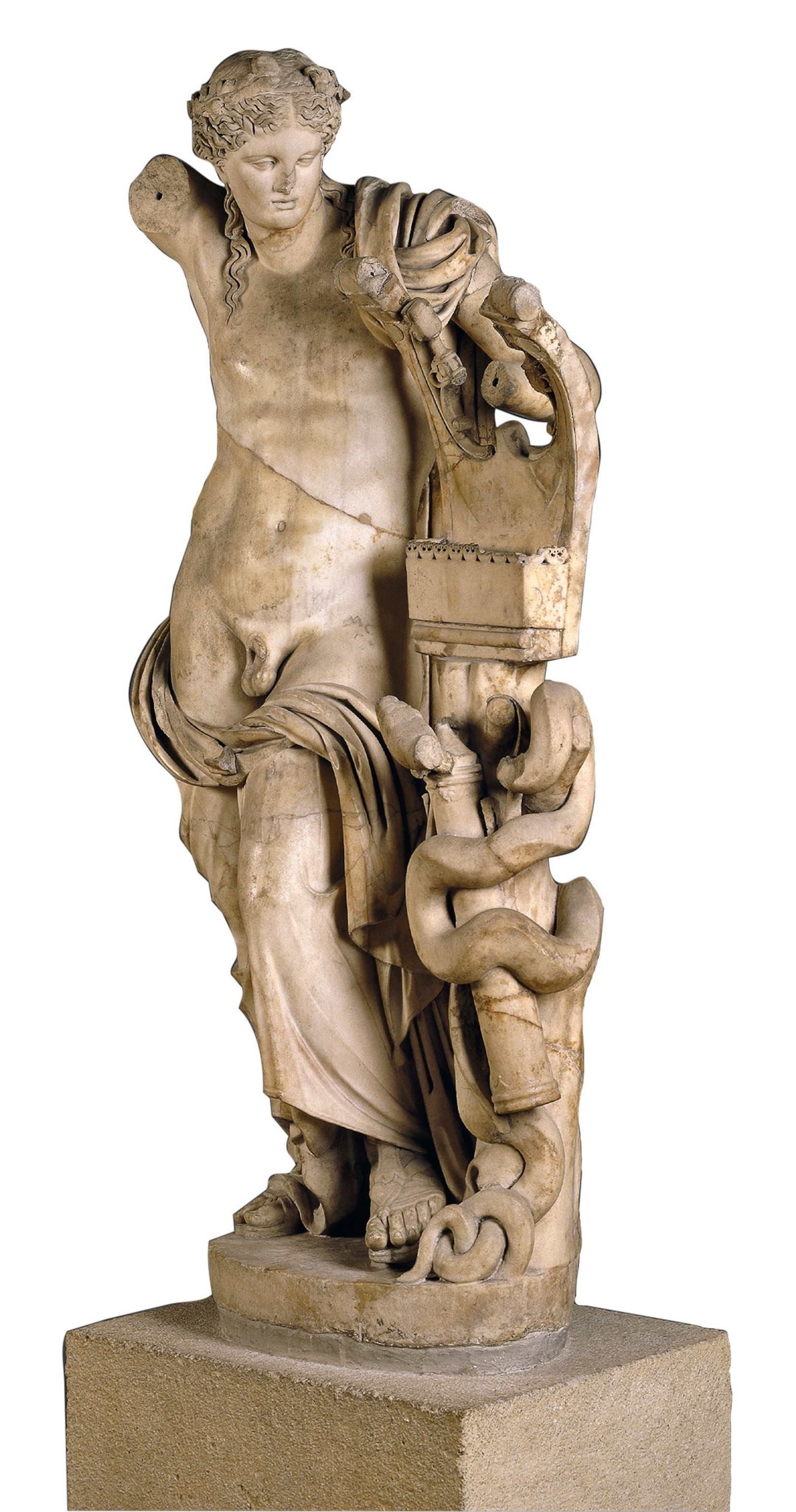 A statue of Apollo is pictured.