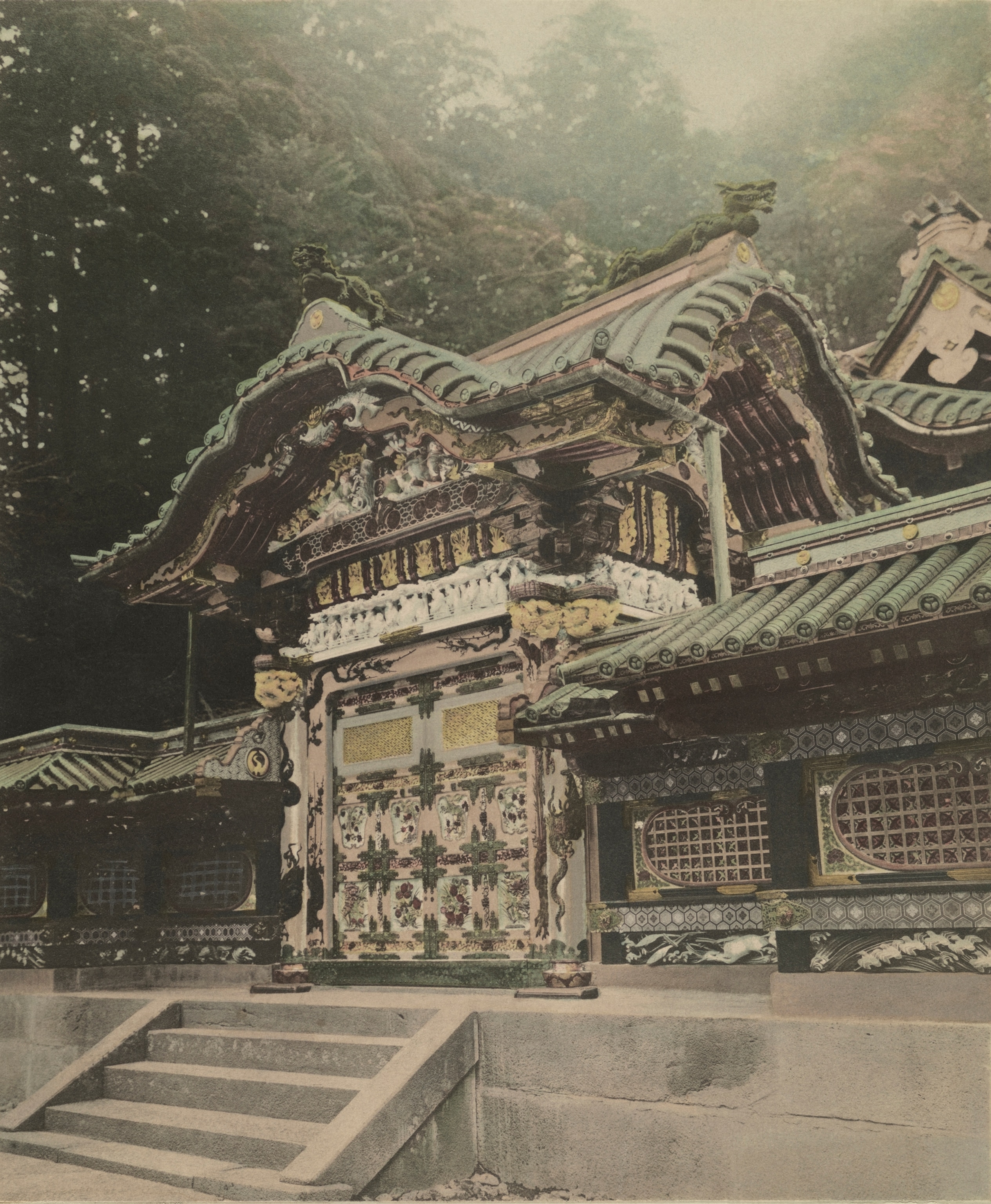 A view of the Chinese gate which leads to the Mausoleum of Iyemitsu at Nikko.