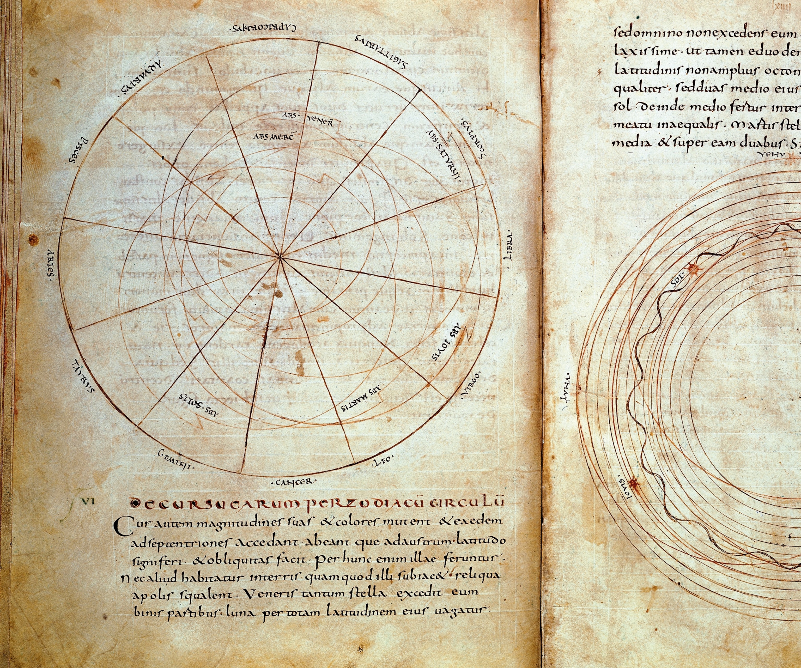 Astronomical calendar on a page from the Metz Codex.