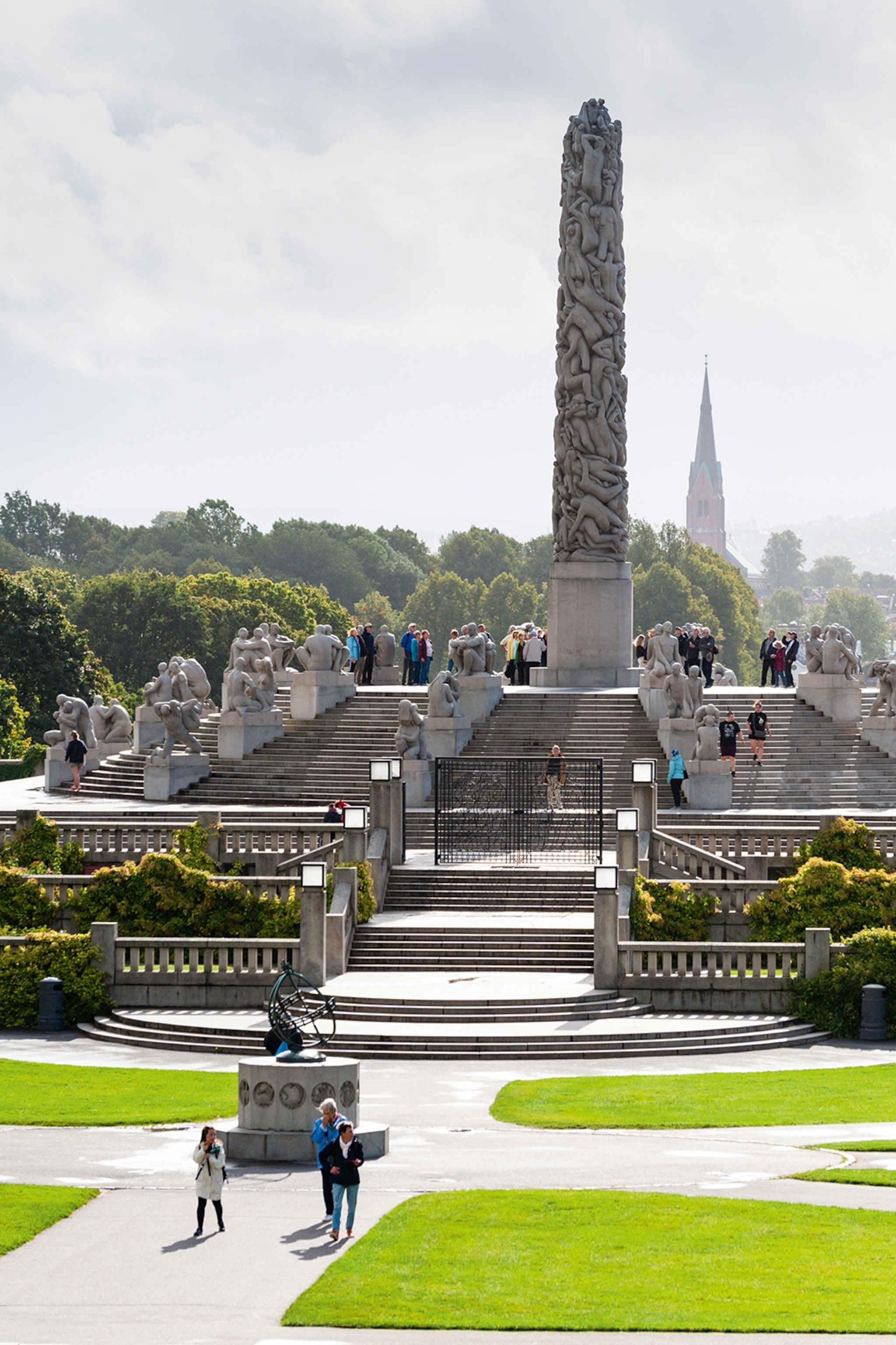 A sculpture park on a bright day.