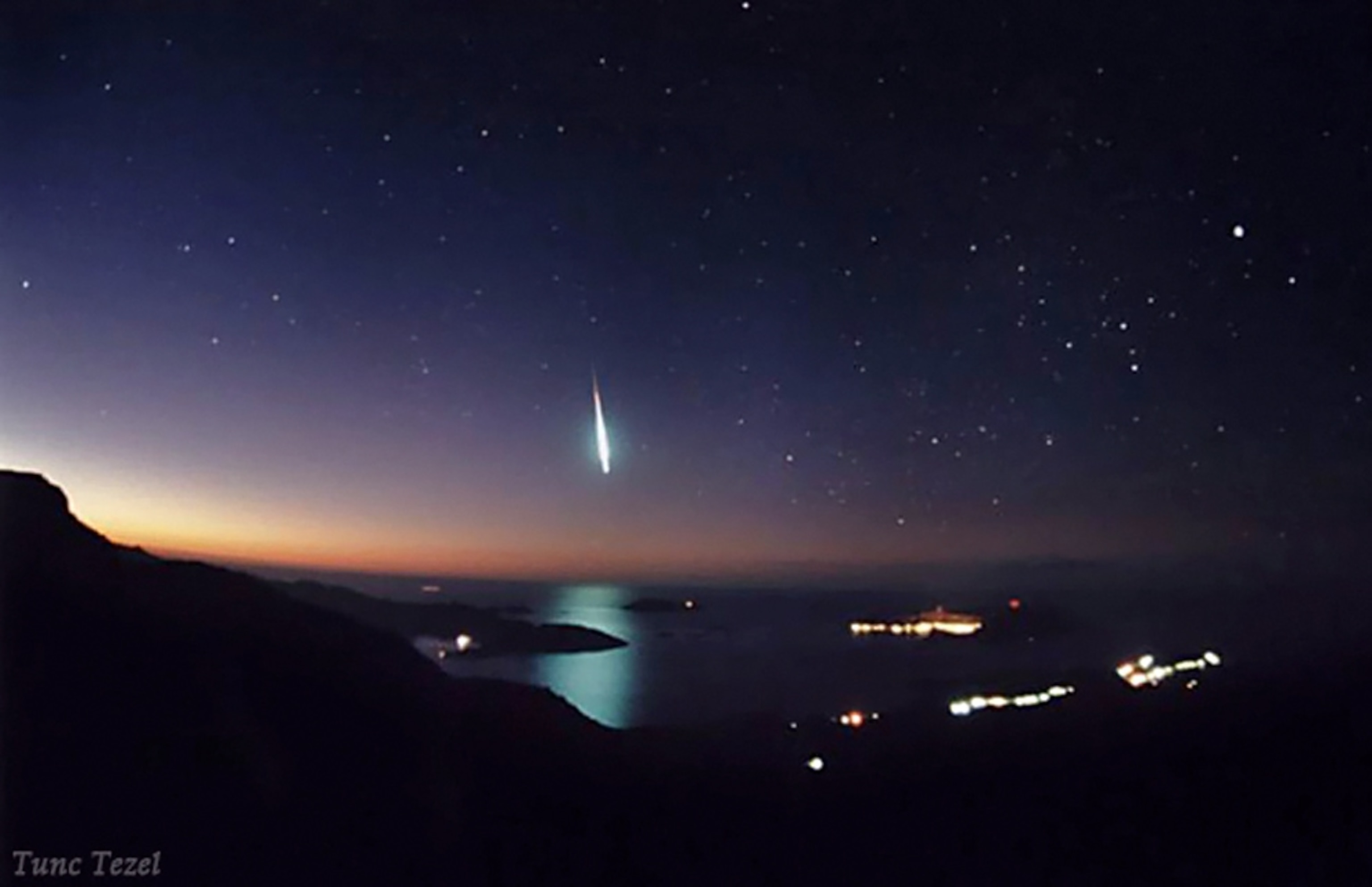 A Leonid meteor over Kas, Turkey.