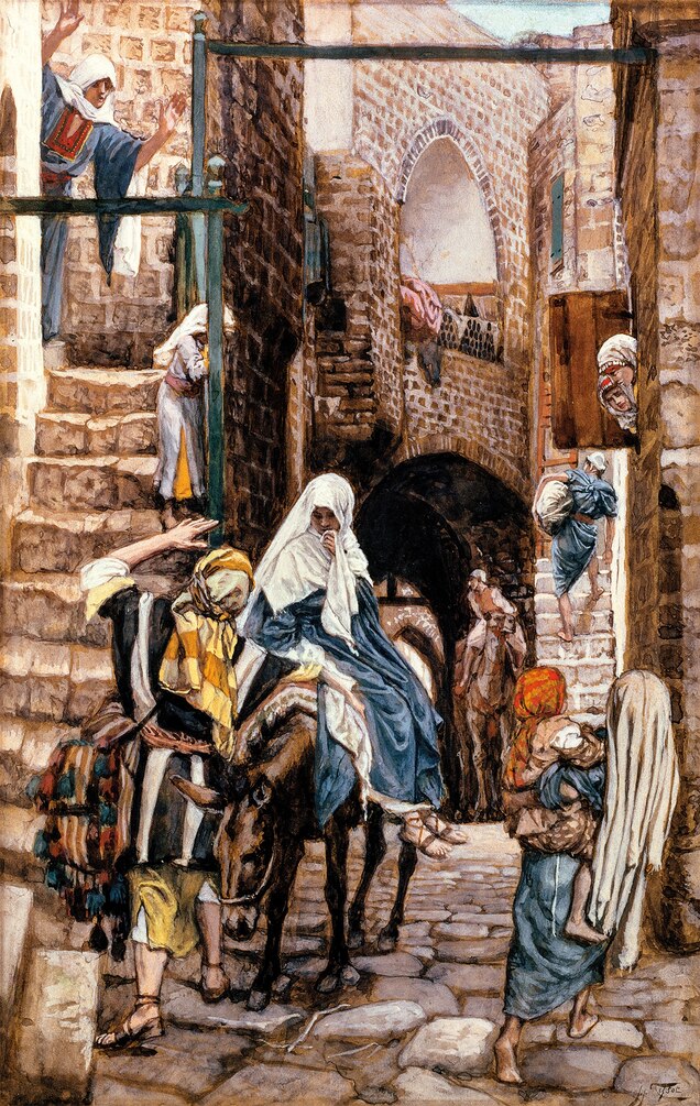 James Tissot produced a series of watercolors, &ldquo;The Life of Christ,&rdquo; between 1886 and 1894. One re-creates the moment in Luke 2:4-7 when Joseph and the pregnant Mary arrive in Bethlehem and seek a place to stay.