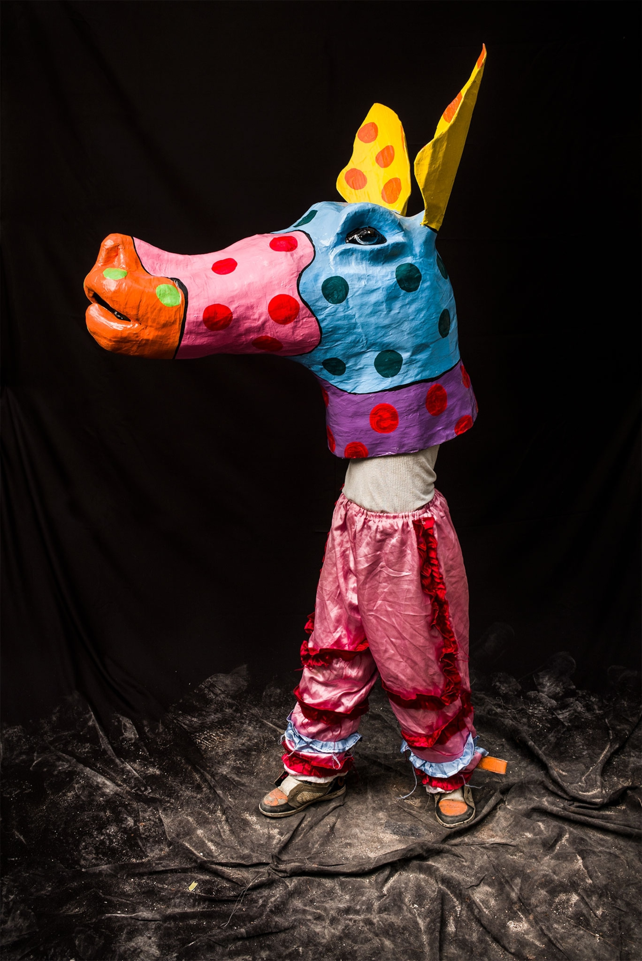 a person wearing a horse costume in Haiti