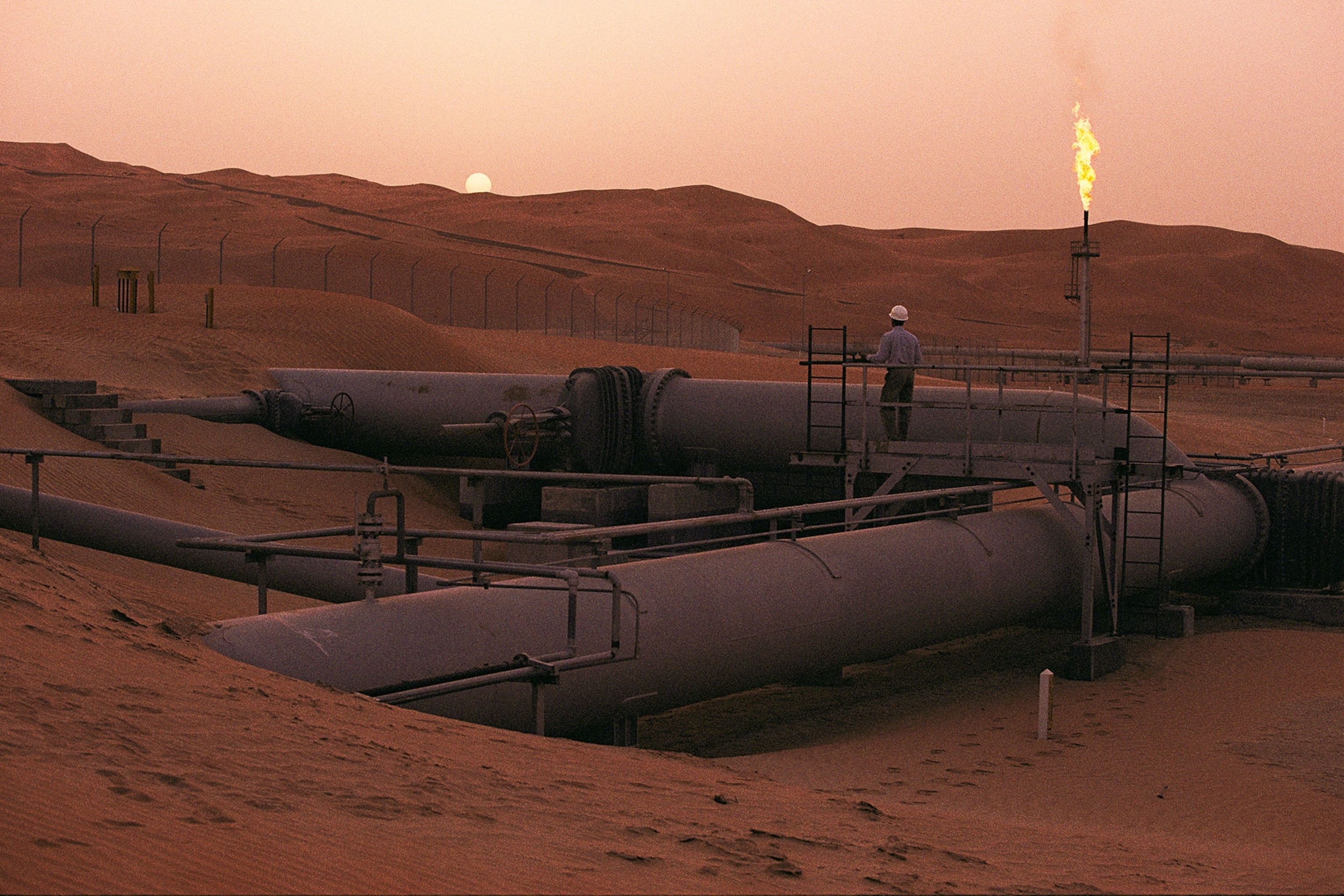 an oil rig in Saudi Arabia