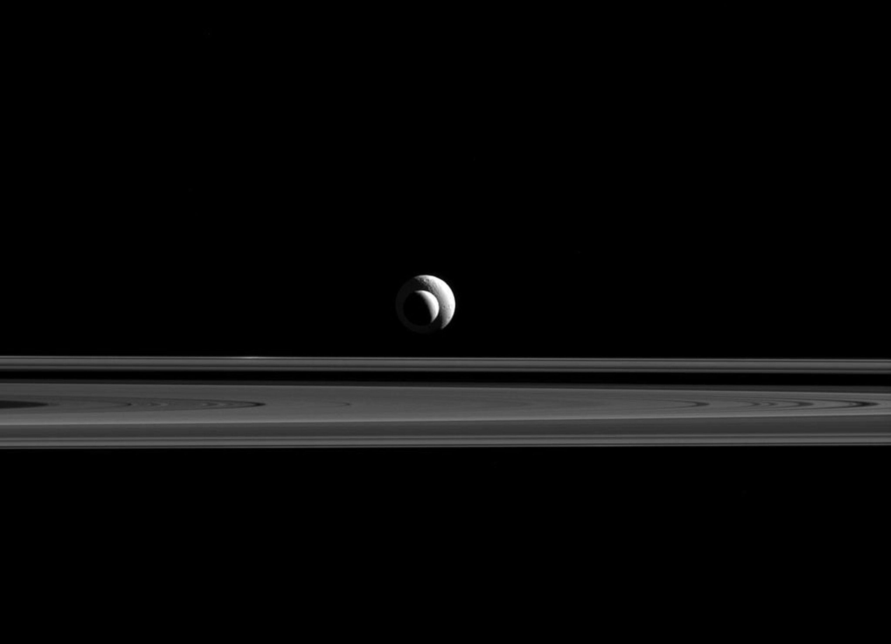 Saturn's moons lining up