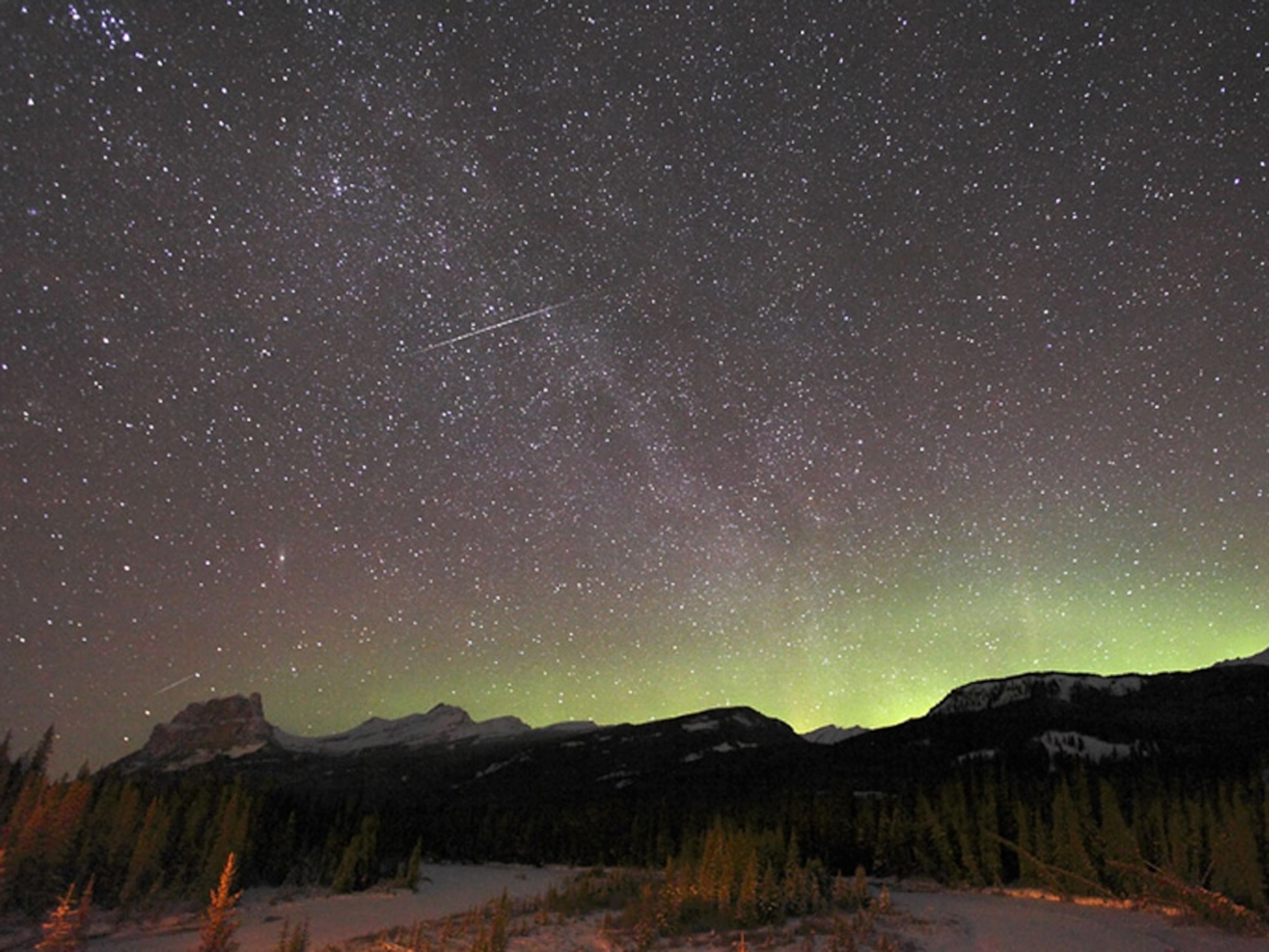 Two Quadrantid meteors seen from Alberta, Canada.