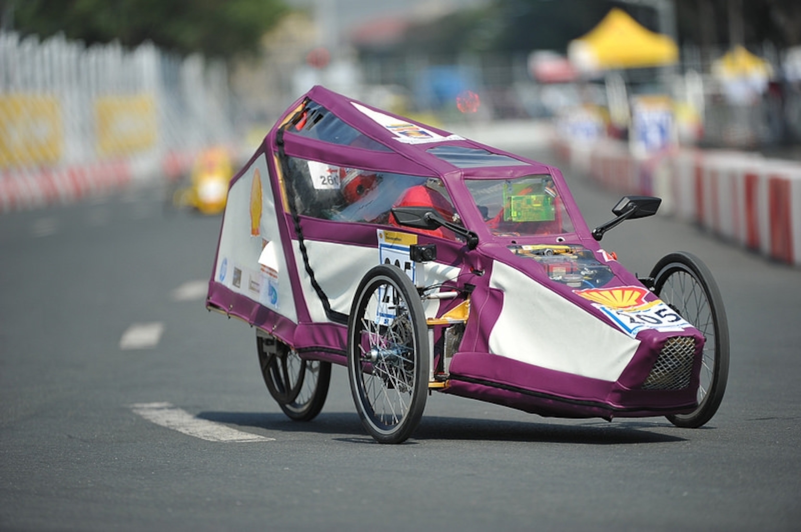 University Teknologi Mara Shah Alam’s Eco-sprint team from Malaysia won top hydrogen prize with 77.6 km (48.2 miles) per kilowatt-hour, tequivalent to 690.9 km/l (1,625 mpg.) Photograph by Jinggo Montenejo/AP Images for Shell.