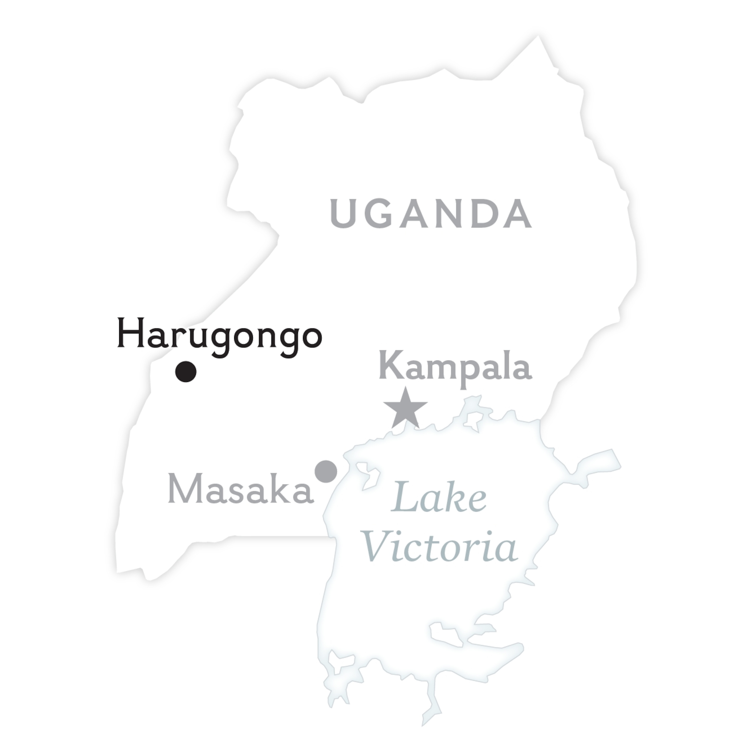 Map locating Harugongo in western Uganda