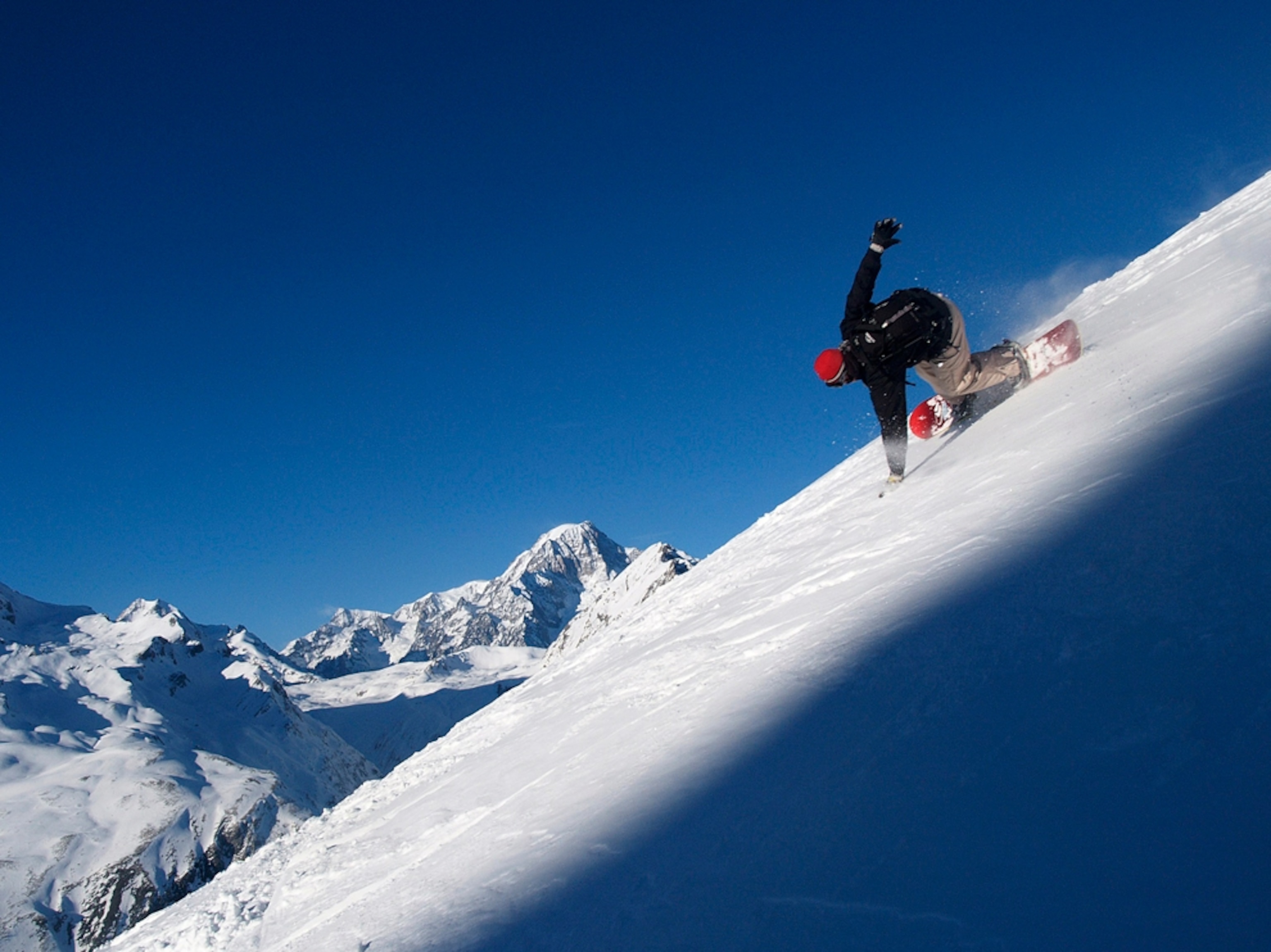 A snowboarder on Mont Blanc