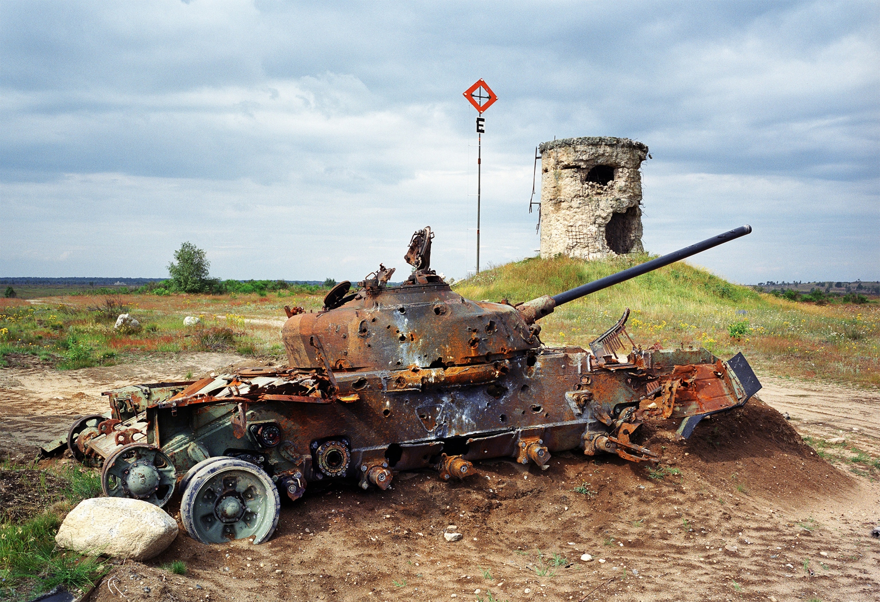 a Russian tank on former shooting range of the Soviet army. The terrain is now in use by the German army.