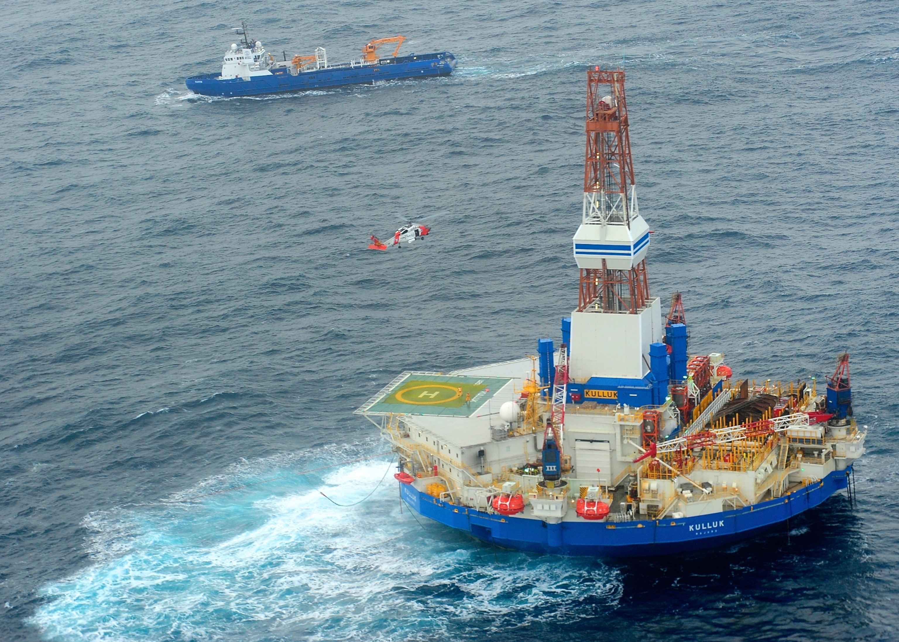 The oil-drilling rig Kulluk at sea south of Kodiak on December 29, 2012