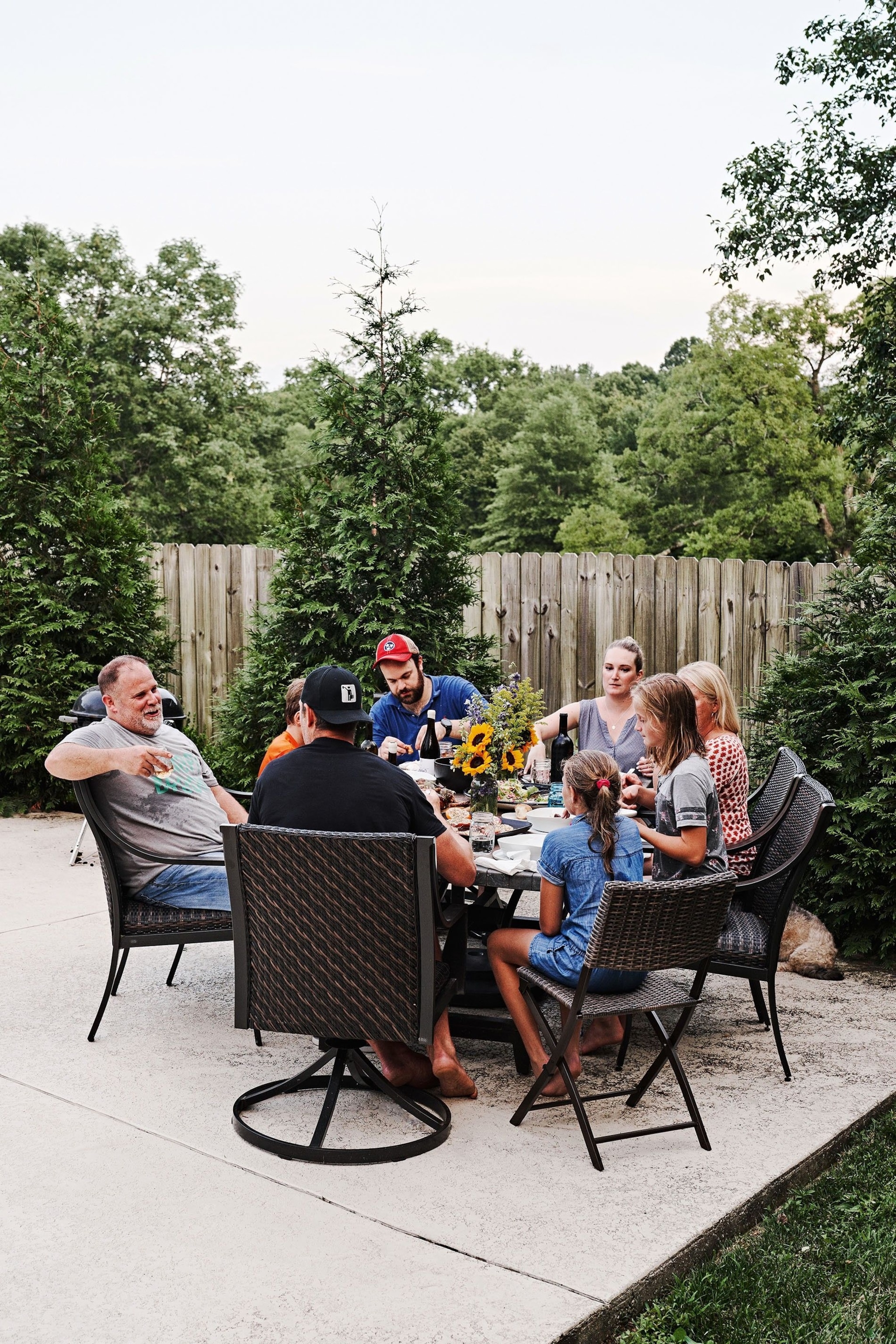 The Martin family sit down to eat. Getting out the grill to create smoky flavours is a real event in Southern culture.