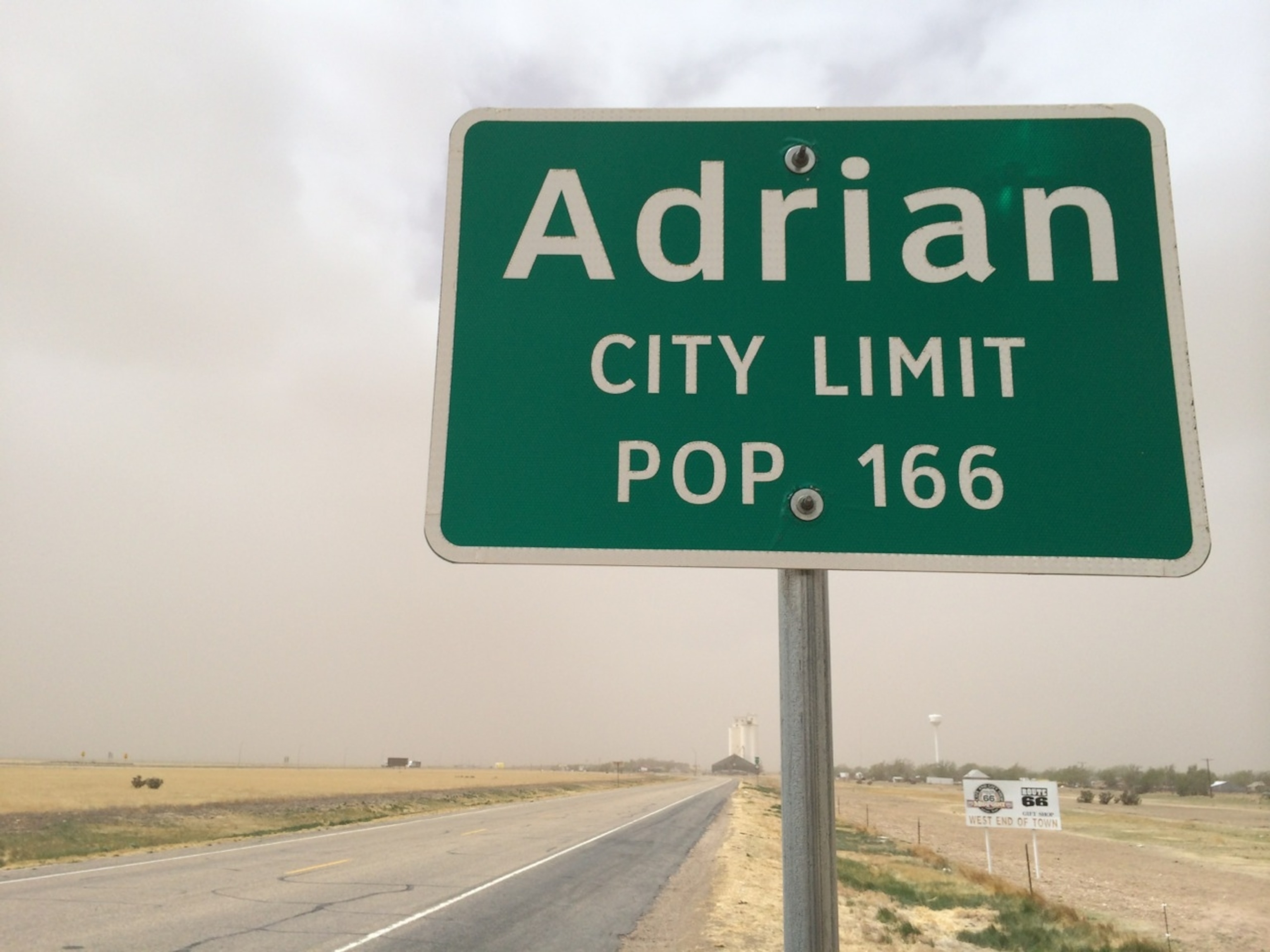 Adrian, Texas, population 166 is considered the geographical halfway point on Route 66. (Photo by Andrew Evans, National Geographic Travel)