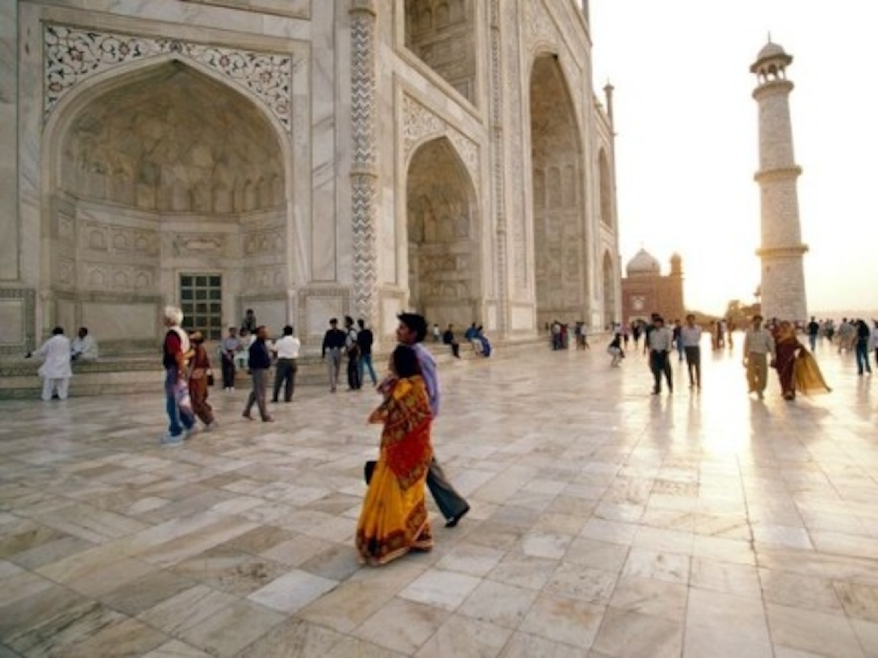 People around the Exterior of the Taj Mahal