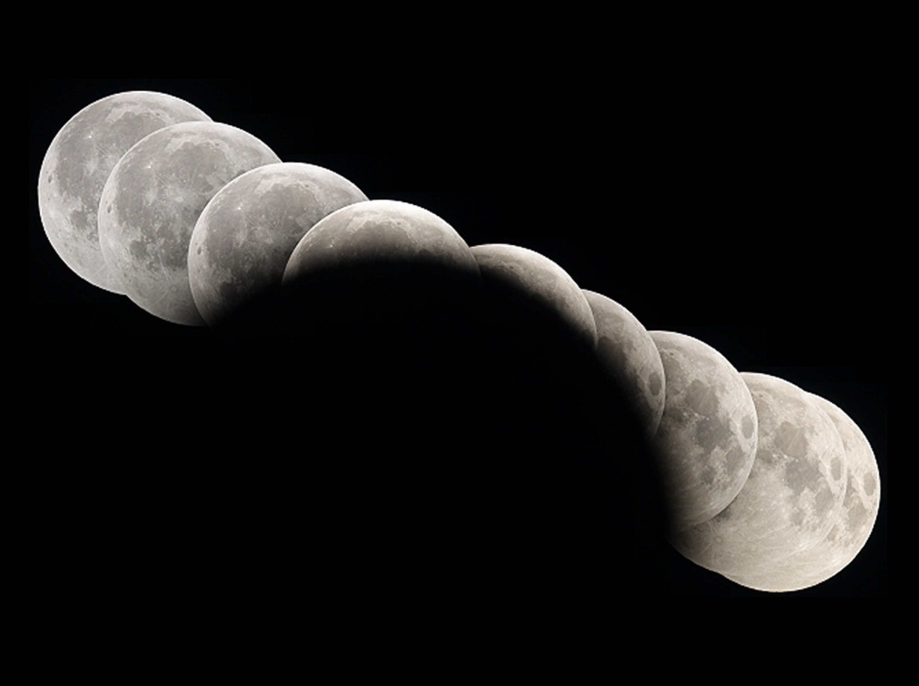 Lunar eclipse picture: a series of shots of a partial moon eclipse
