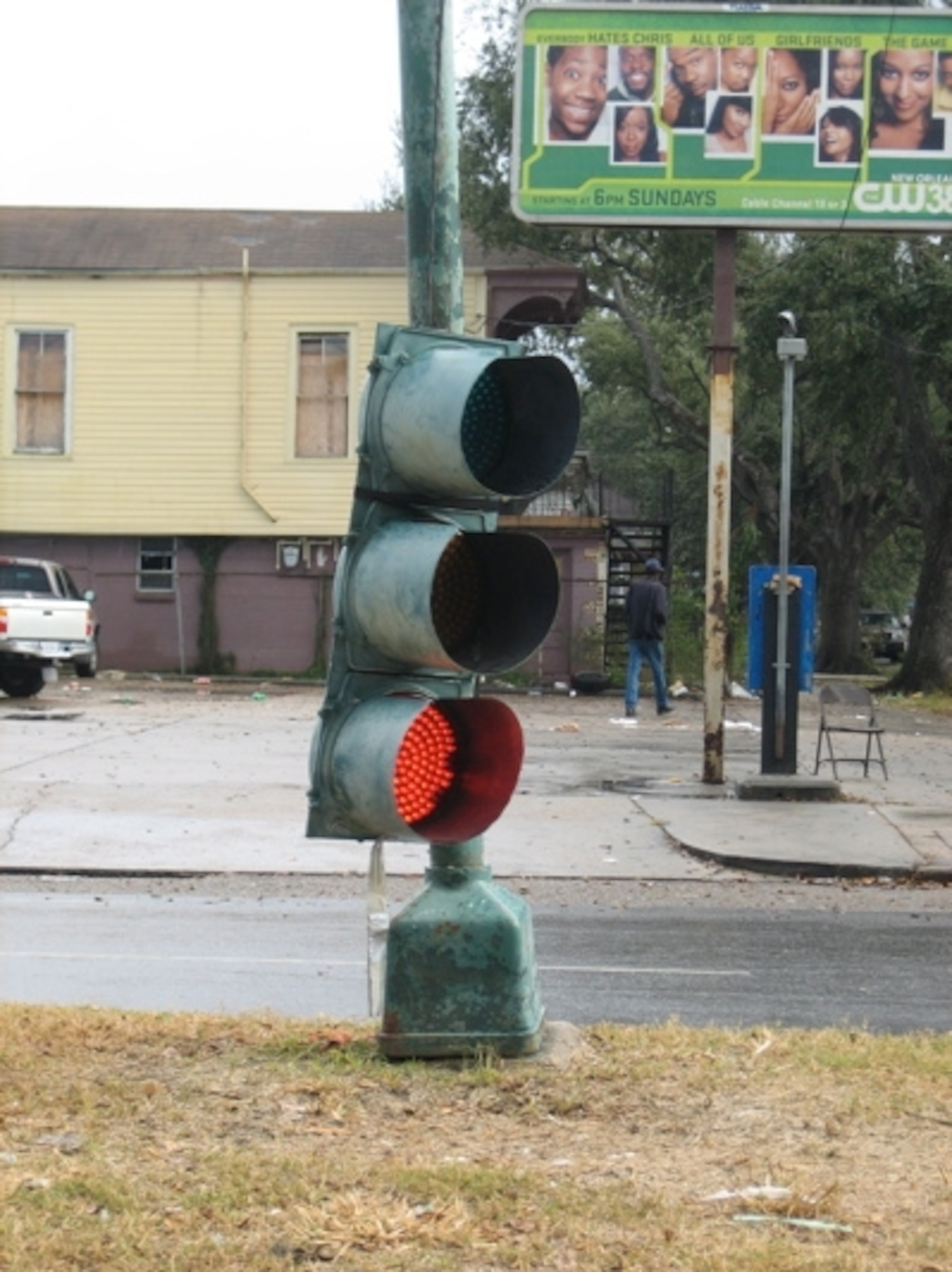 A red light fallen off its post after Katrina raged through New Orleans taught city residents the art of the four-way stop. Photograph courtesy Market Umbrella