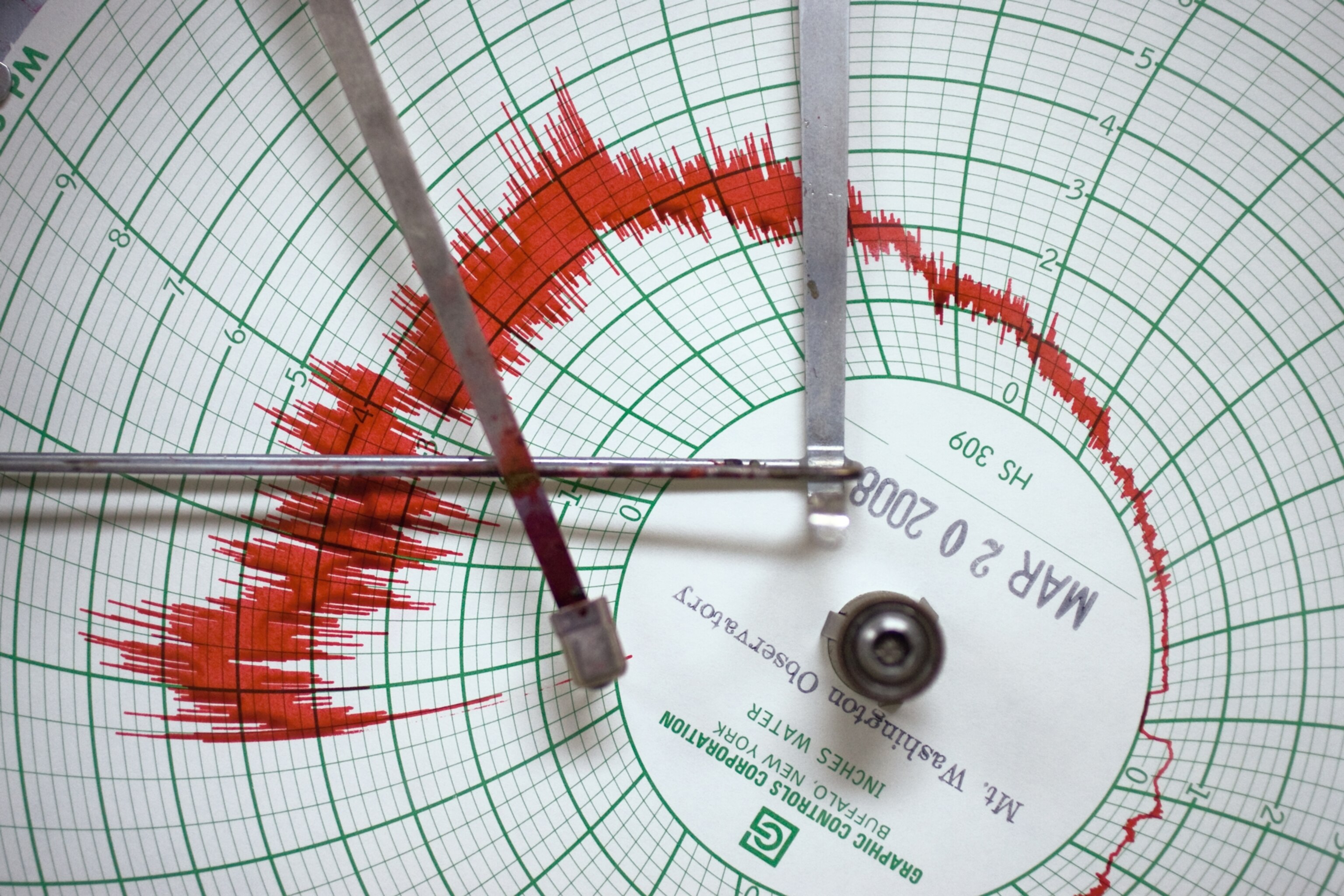a wind-speed recorder sketching a portrait of the first day of spring on Mount Washington