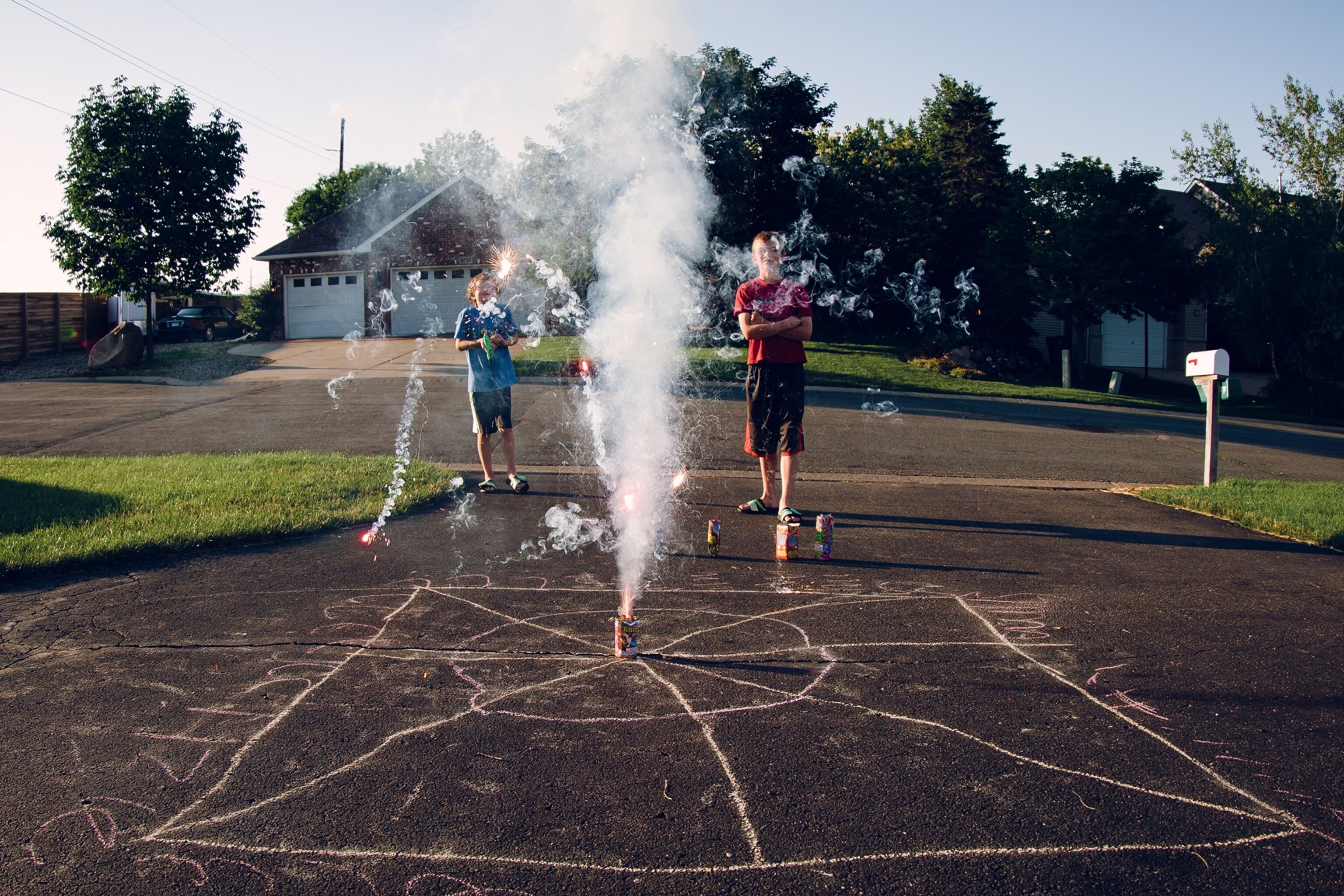 kdis setting off fireworks in the street
