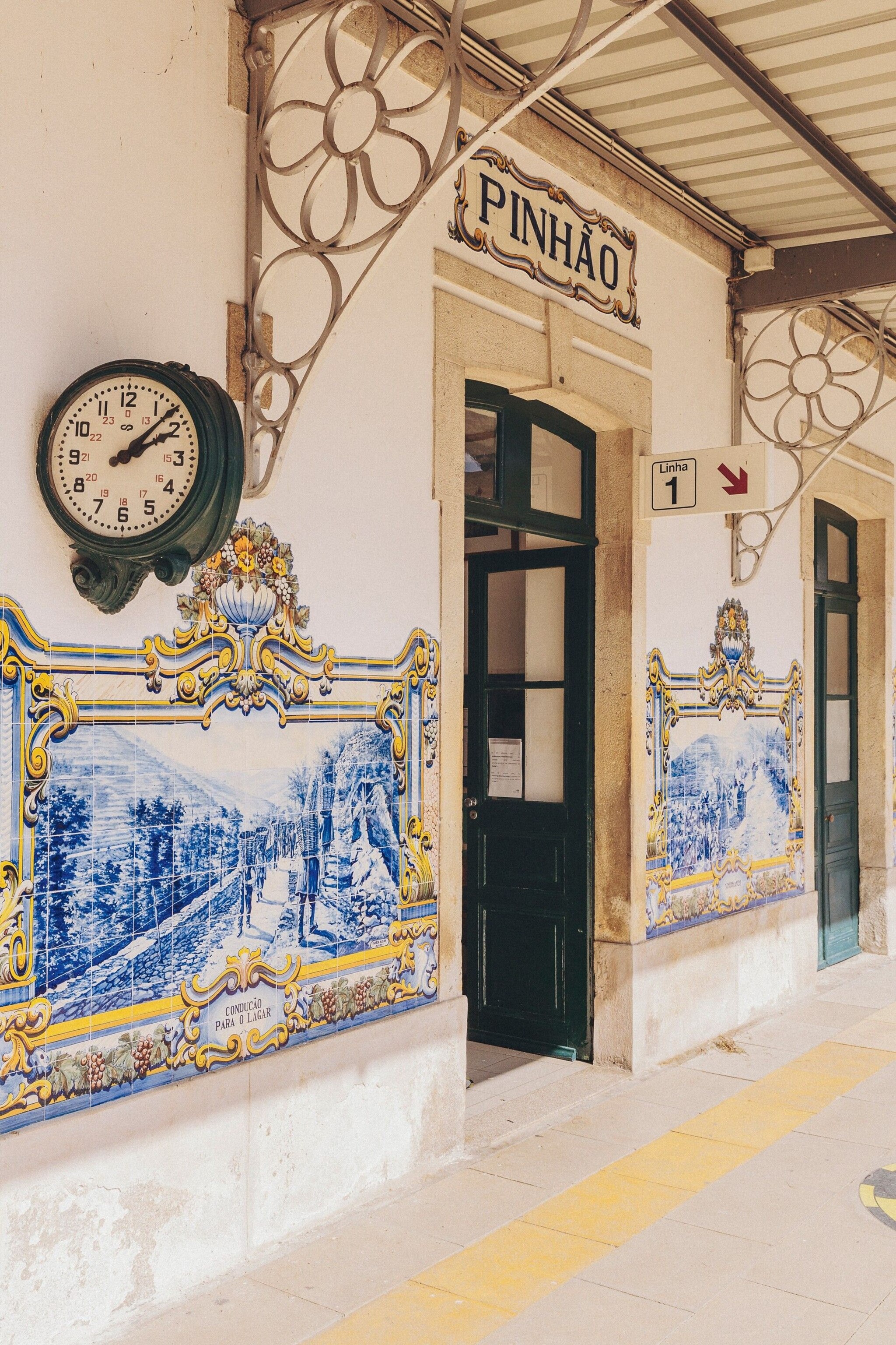 Tiles adorn the walls of Pinhão train station.