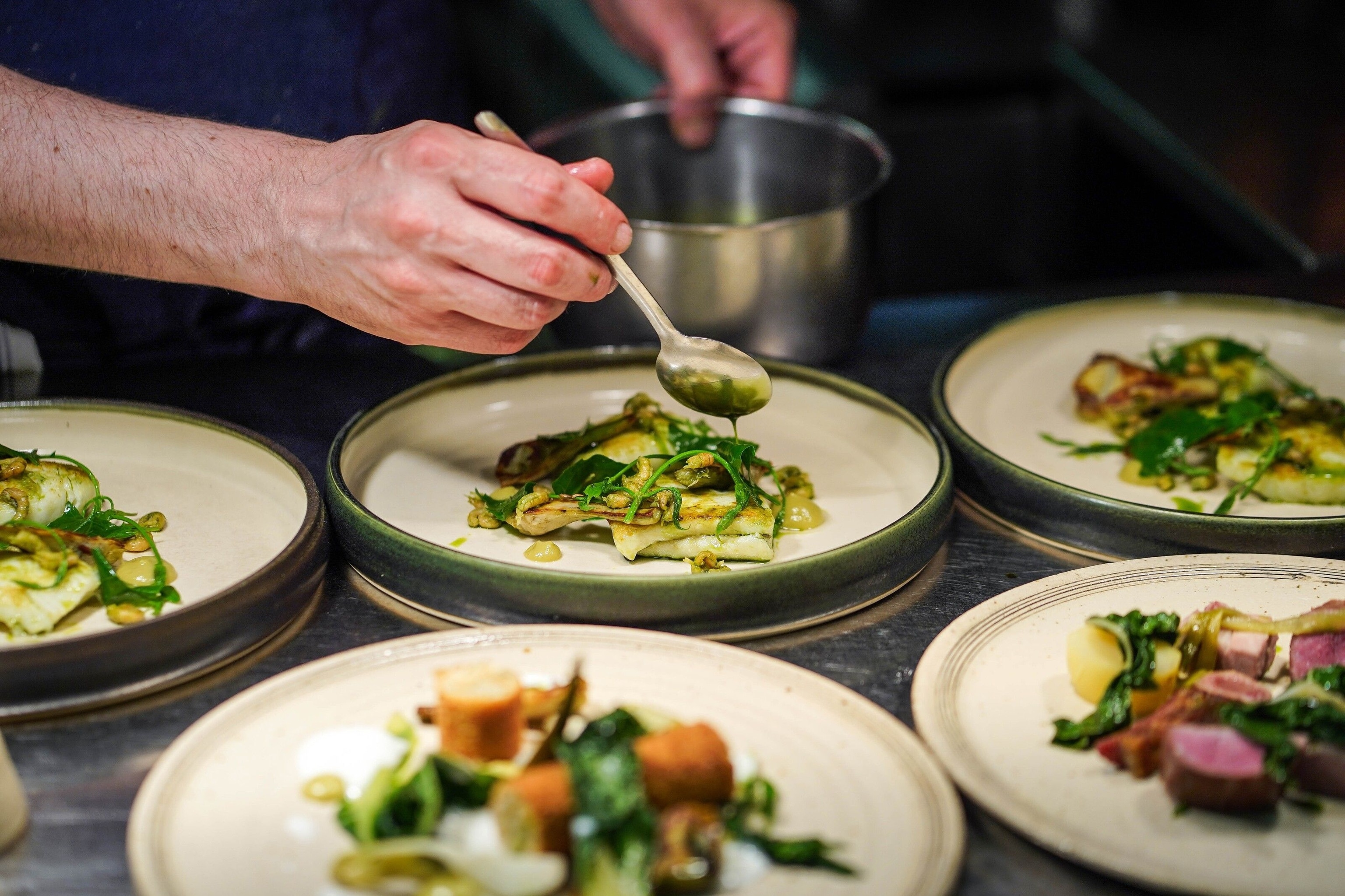 Plating up at The Whitebrook in Monmouthshire.