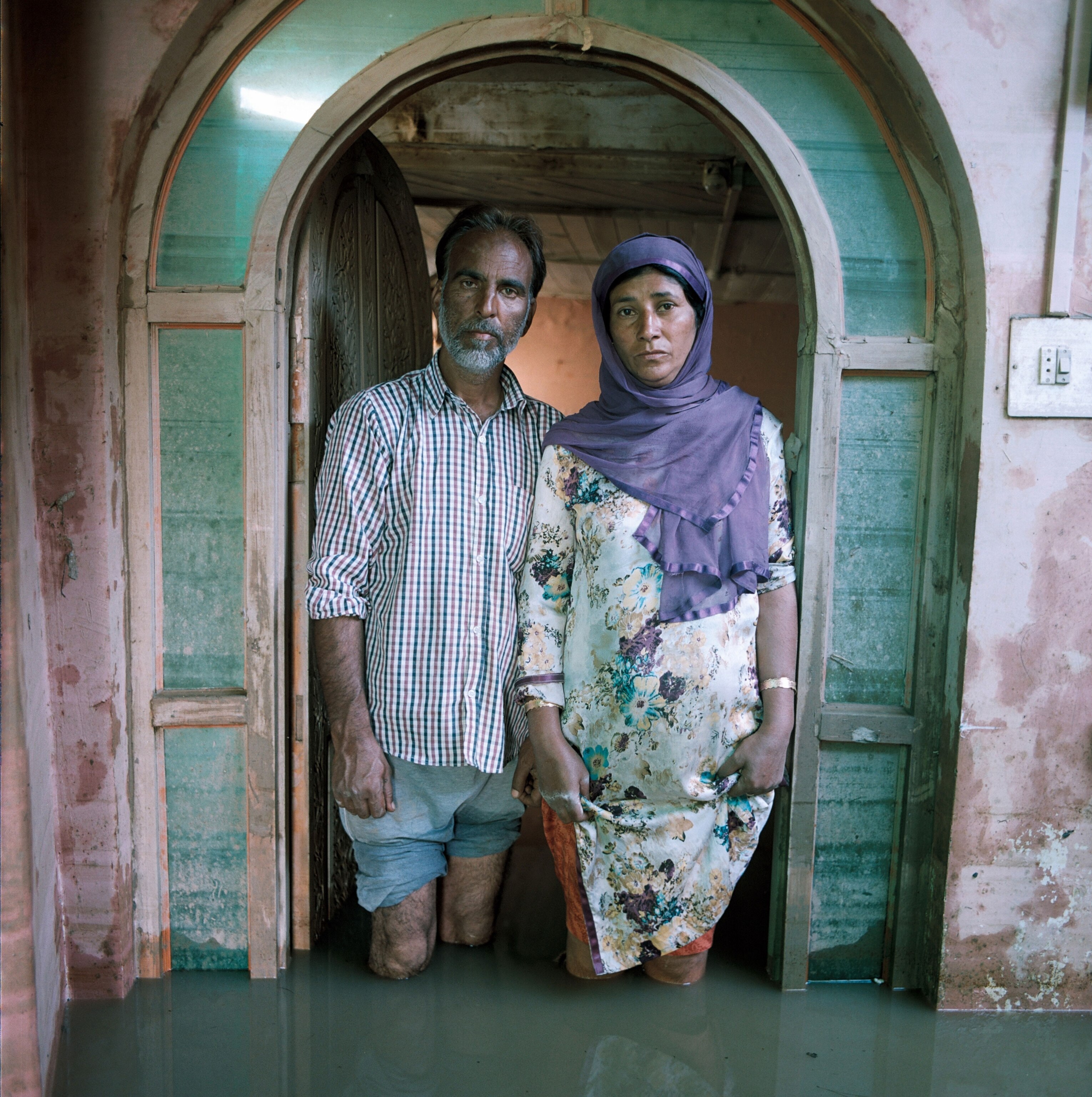 Ahmad Wani Mushaq and Shafeeqa Mushtaq, Jawahar Nagar, Srinagar, Kashmir, India, October 2014