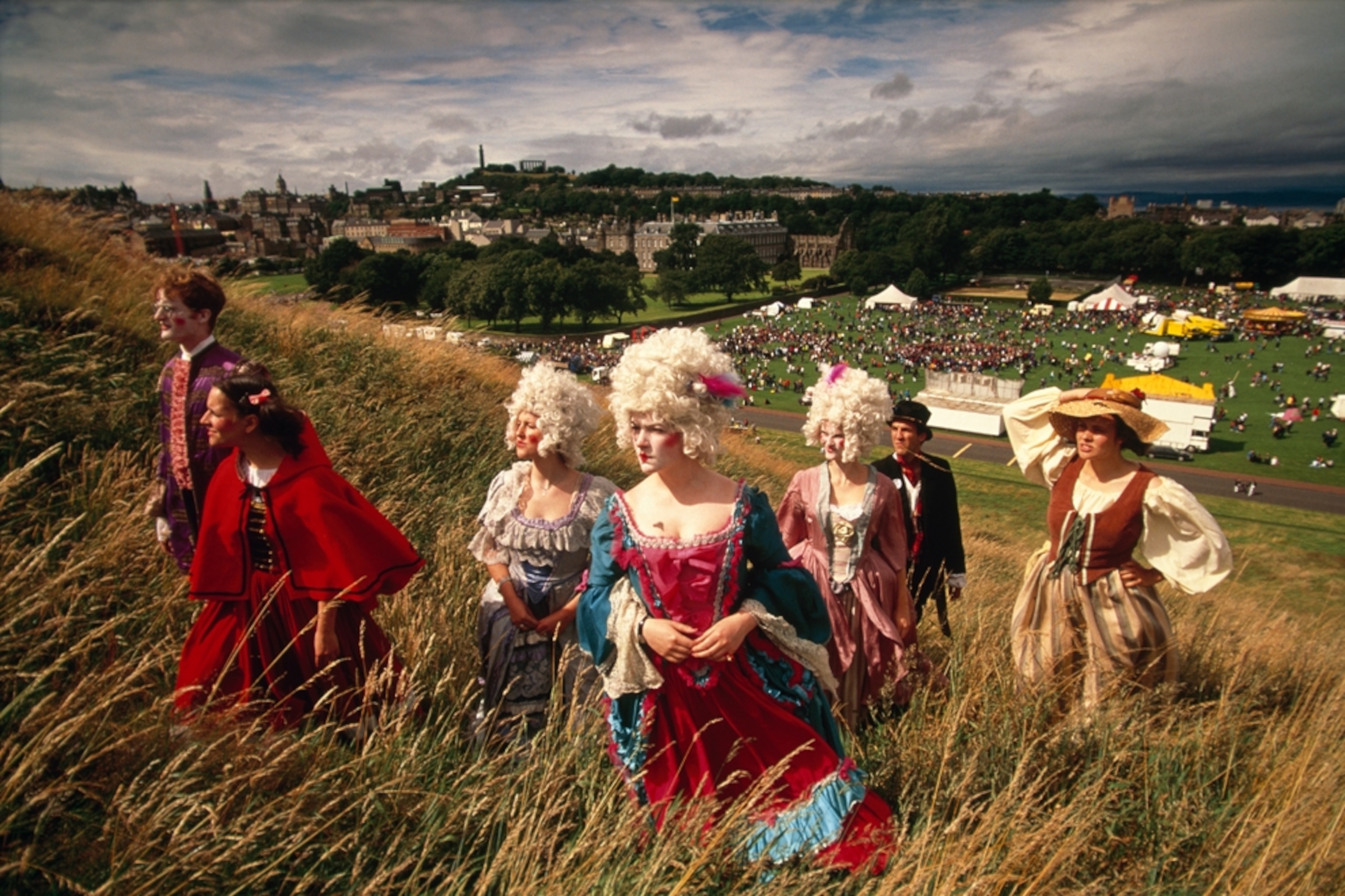 people in costume at the Edinburgh Festival in Scotland