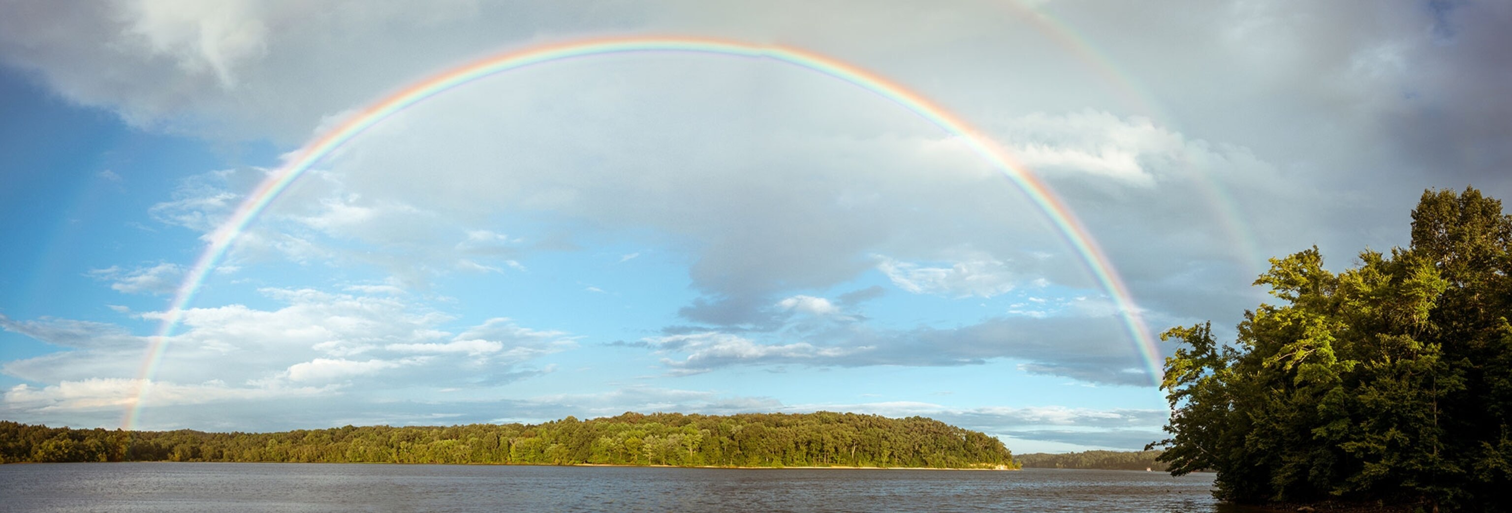 a rainbow over the Land Between the Lakes National Recreation Area, Kentucky