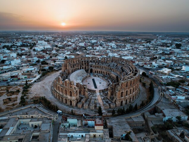 Built around A.D. 240, the amphitheater of ancient Thysdrus&mdash;located in modern-day El Djem, Tunisia&mdash;once accommodated 35,000 fans.